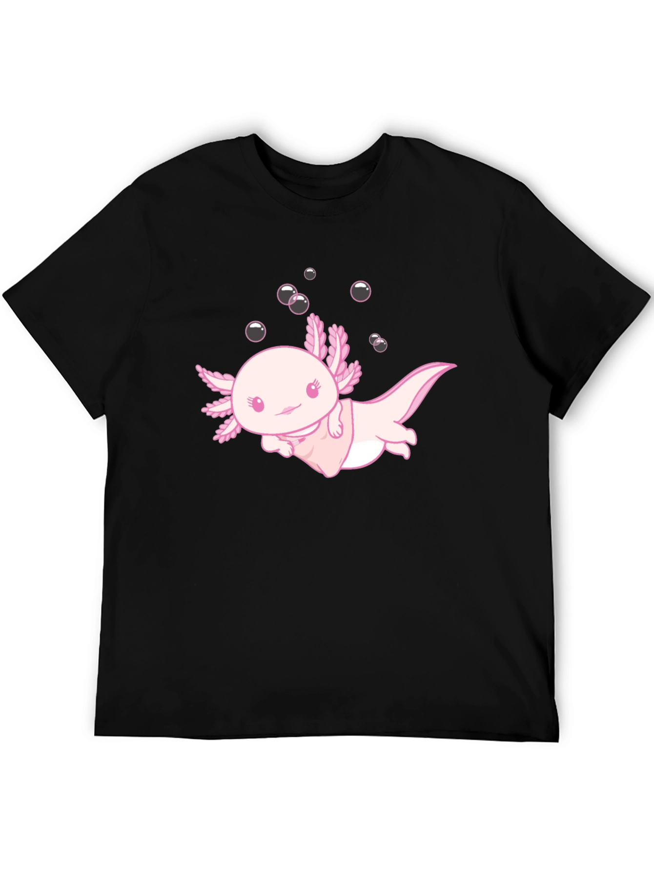 Black Cute Axolotl Black T-Shirt view 5