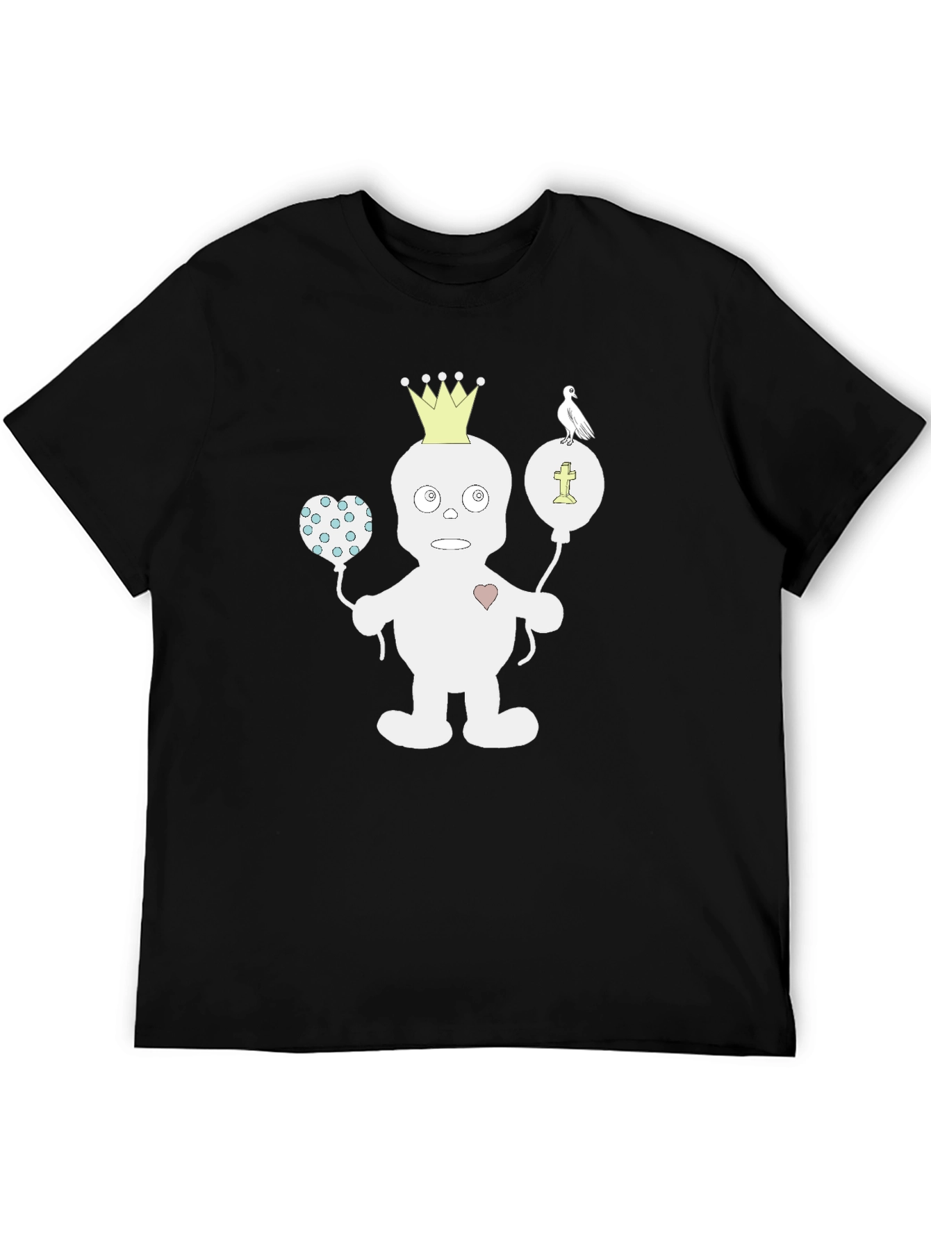 Black Funny Cartoon Character Black T-Shirt view 5