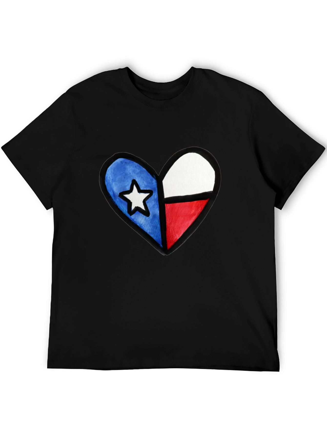 Black Texas Flag Heart T-Shirt - Show Your State Pride view 5