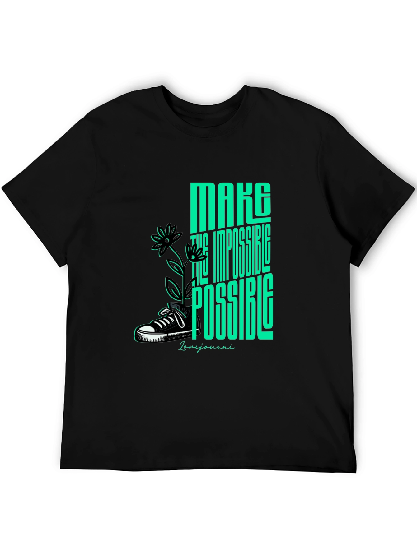 Black Motivational Graphic Tee - Make Impossible Possible view 5