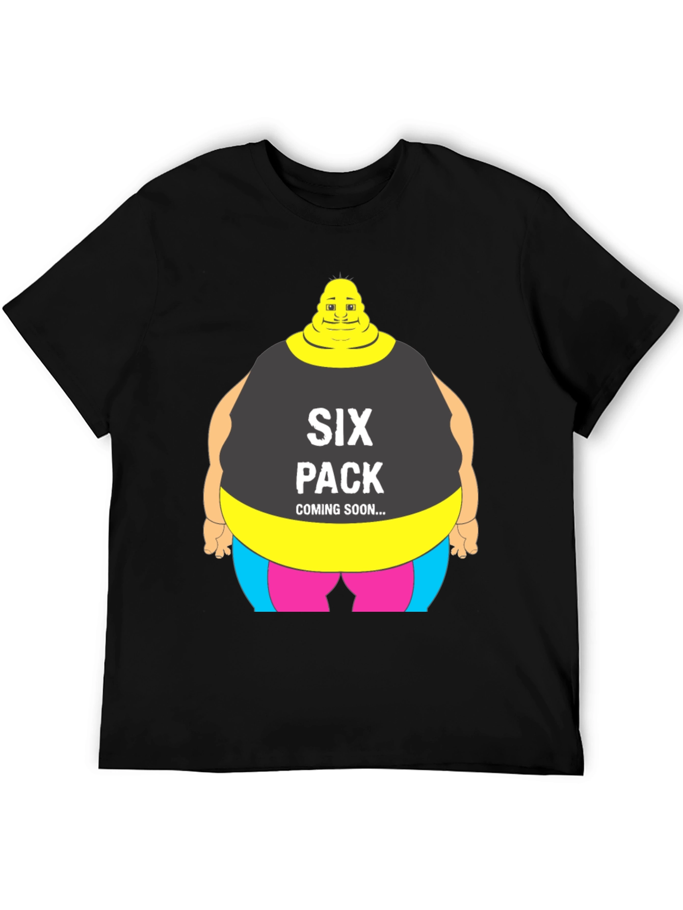 Black Funny Six Pack Coming Soon Graphic T-Shirt view 5