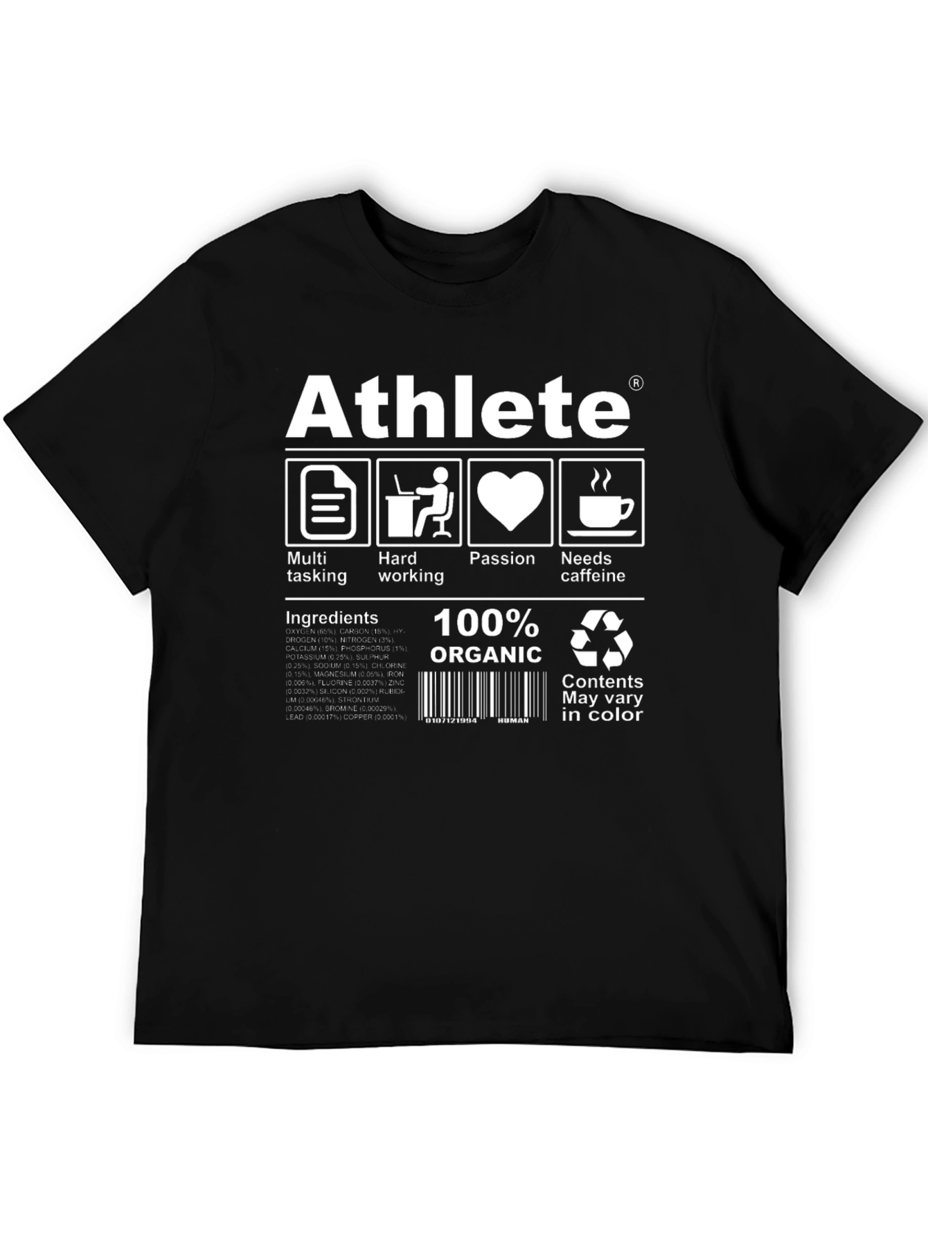 Black Athlete Ingredients T-Shirt - Funny Workout Tee view 5