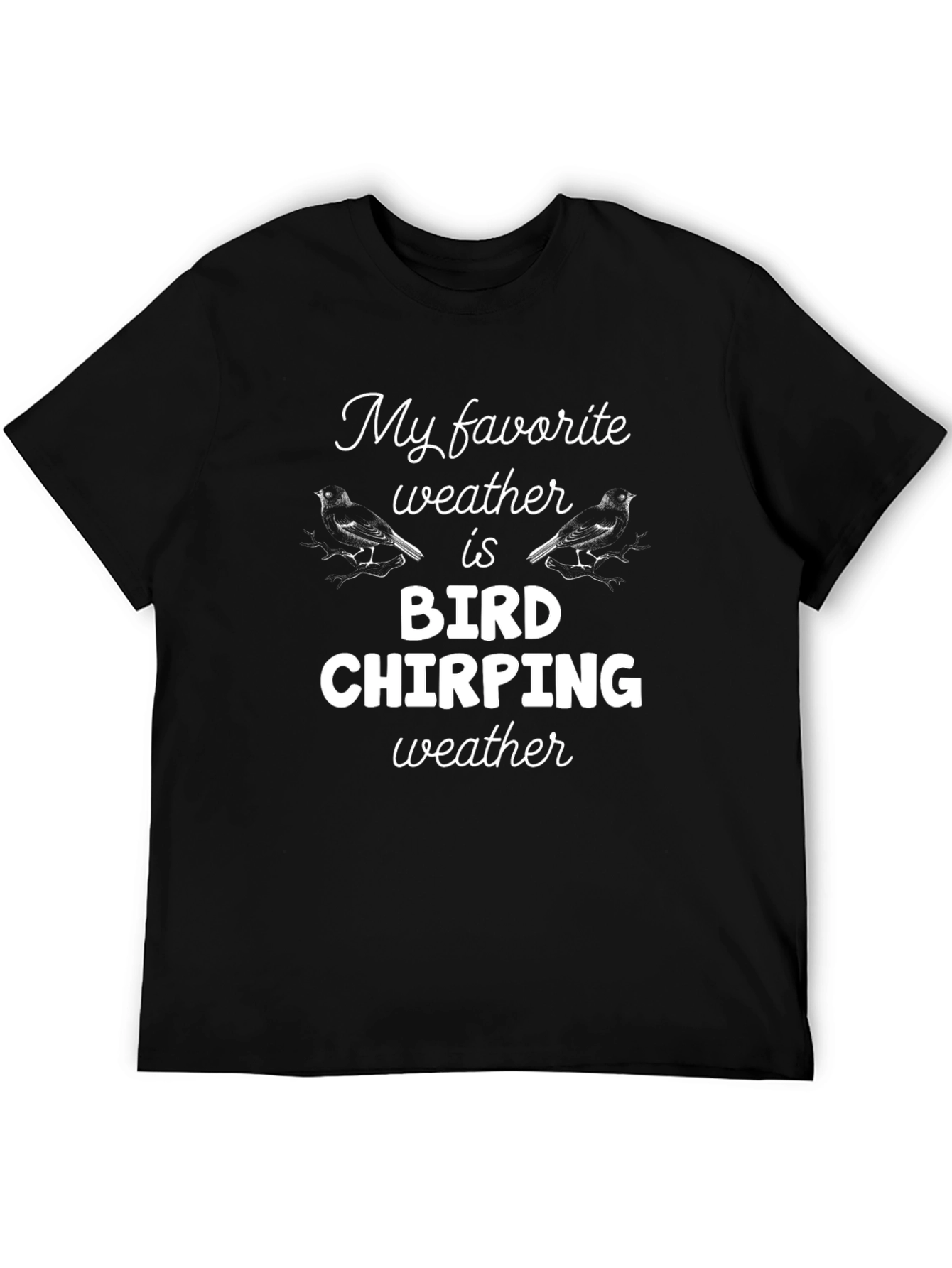 Black Bird Chirping Weather Graphic T-Shirt view 5