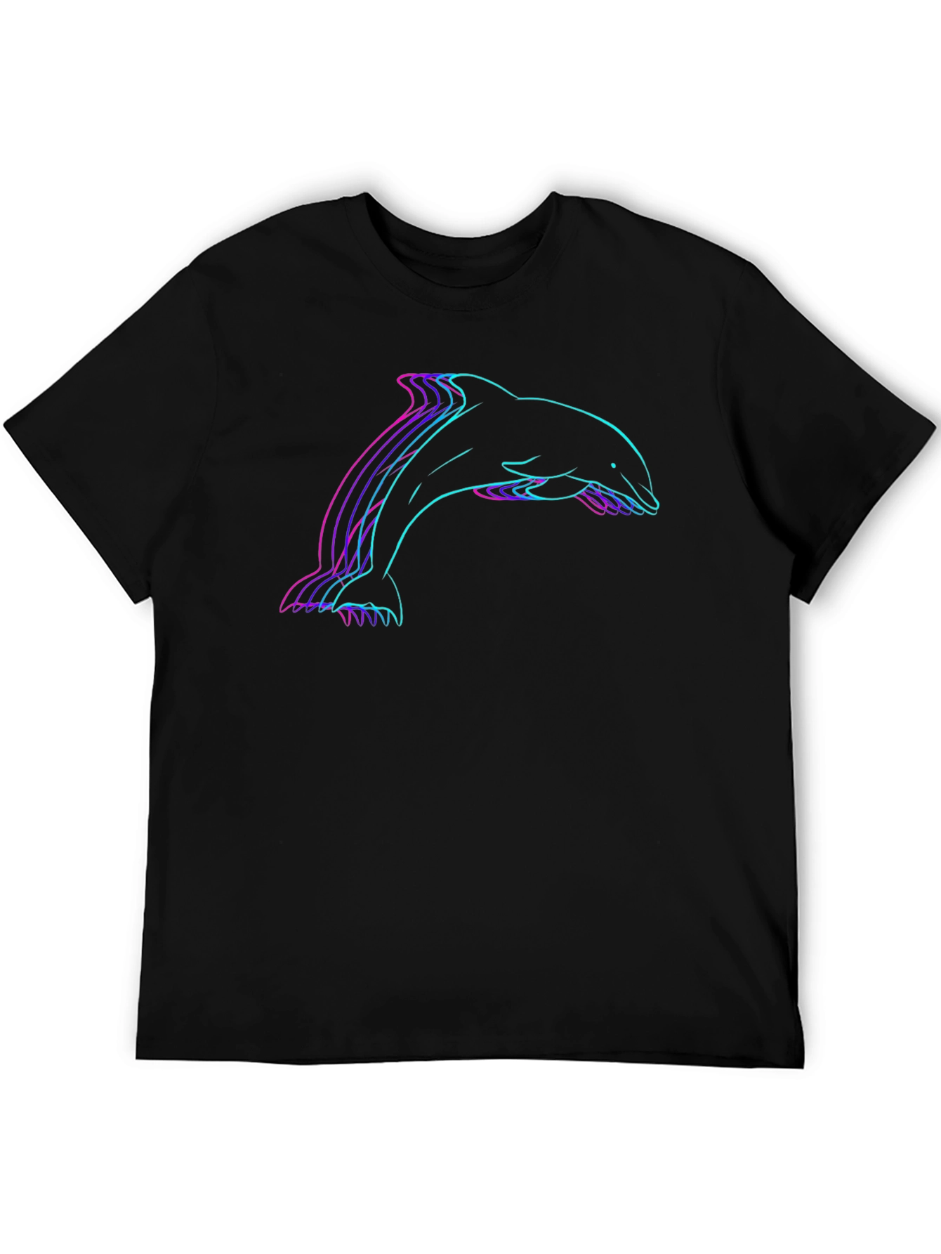 Black Retro Dolphin Graphic Tee - Black Cotton Blend view 5