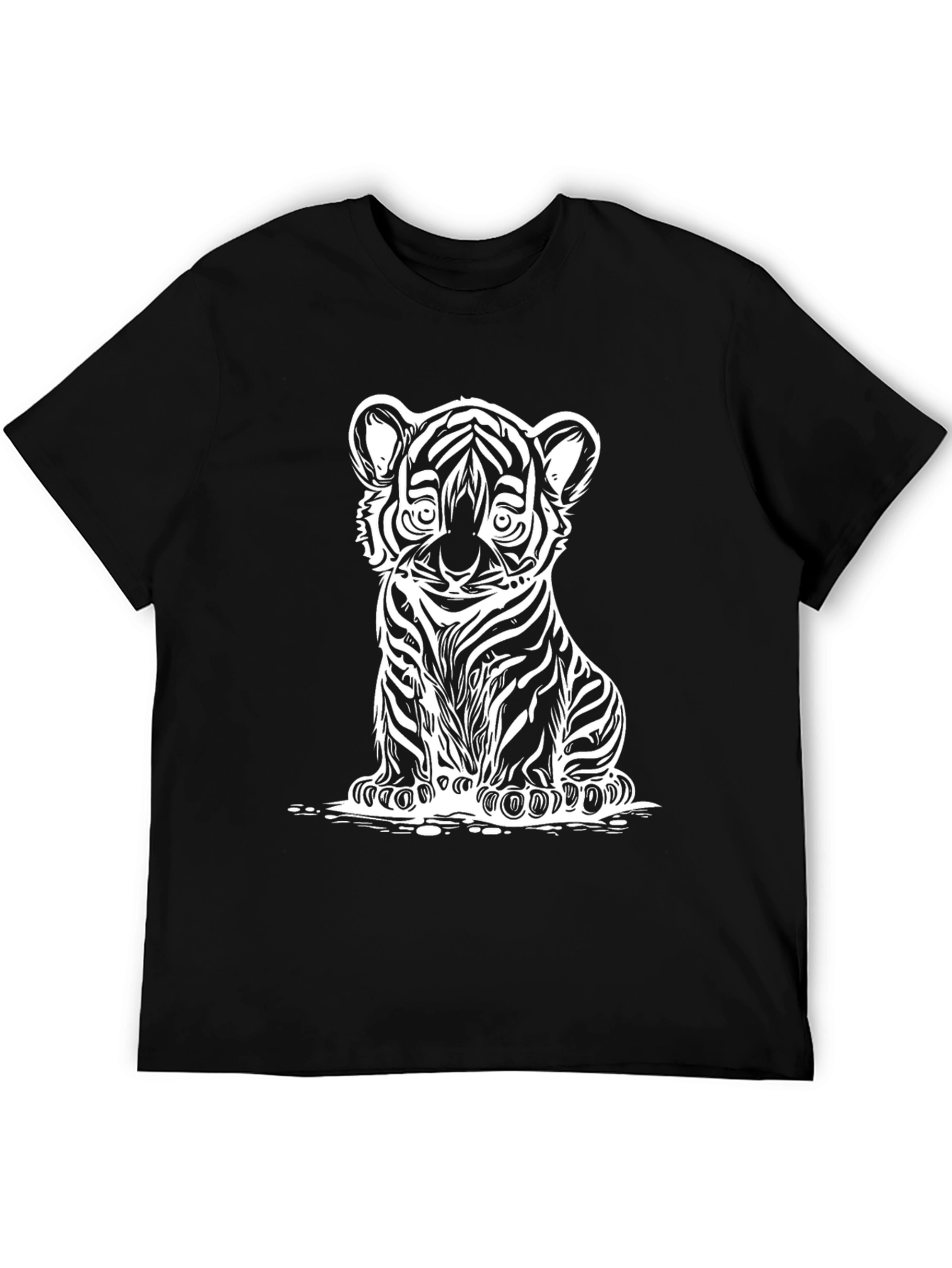 Black Tiger Cub Graphic T-Shirt - Black Cotton Blend view 5