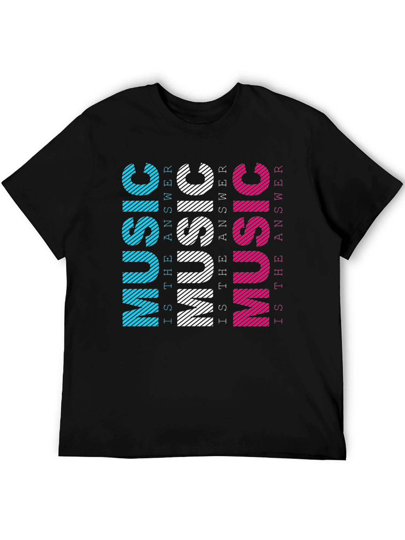Black Music is the Answer Men's Black T-Shirt view 5