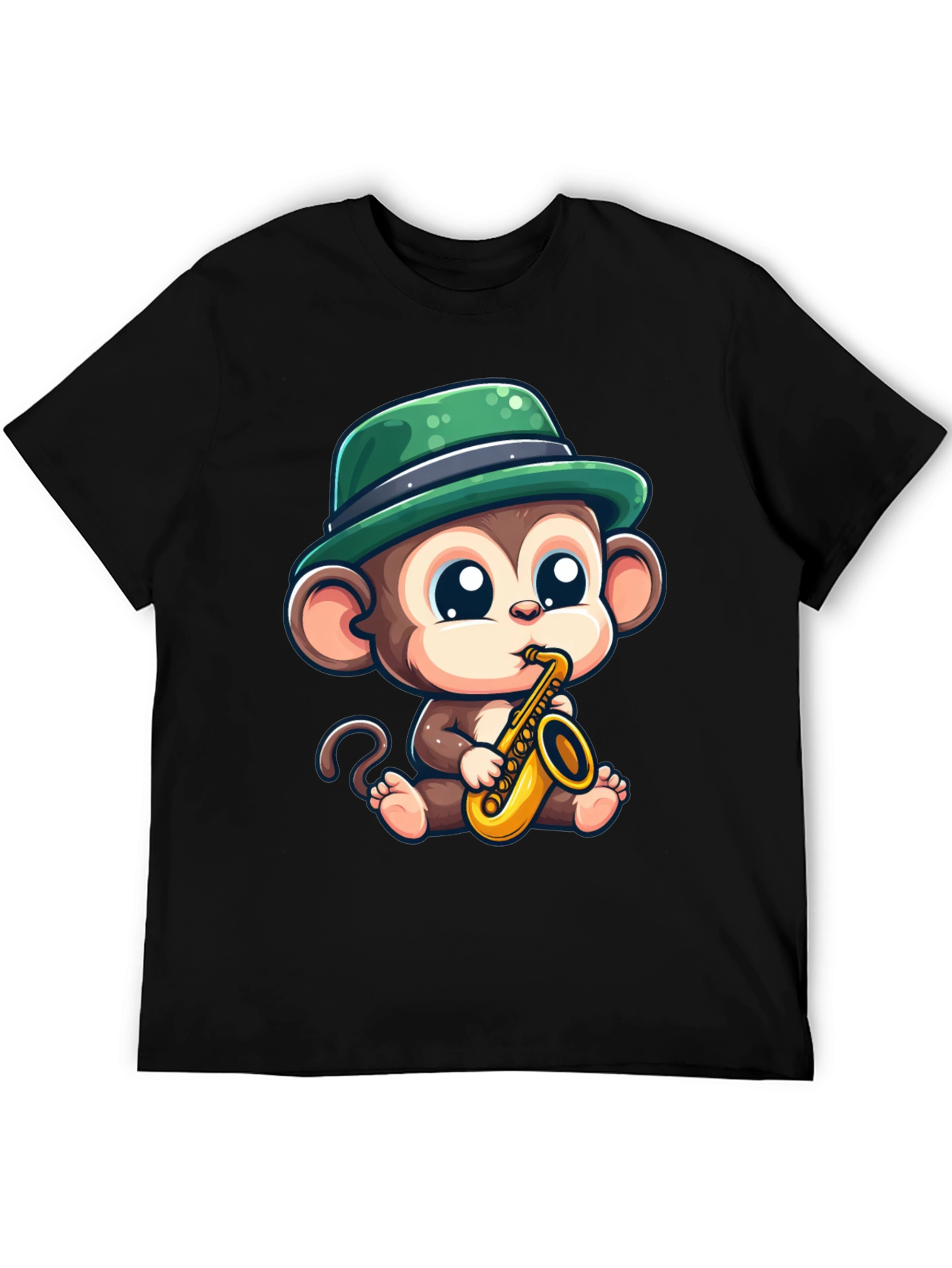 Black Monkey Saxophone T-Shirt: Cool Cartoon Graphic Tee view 5