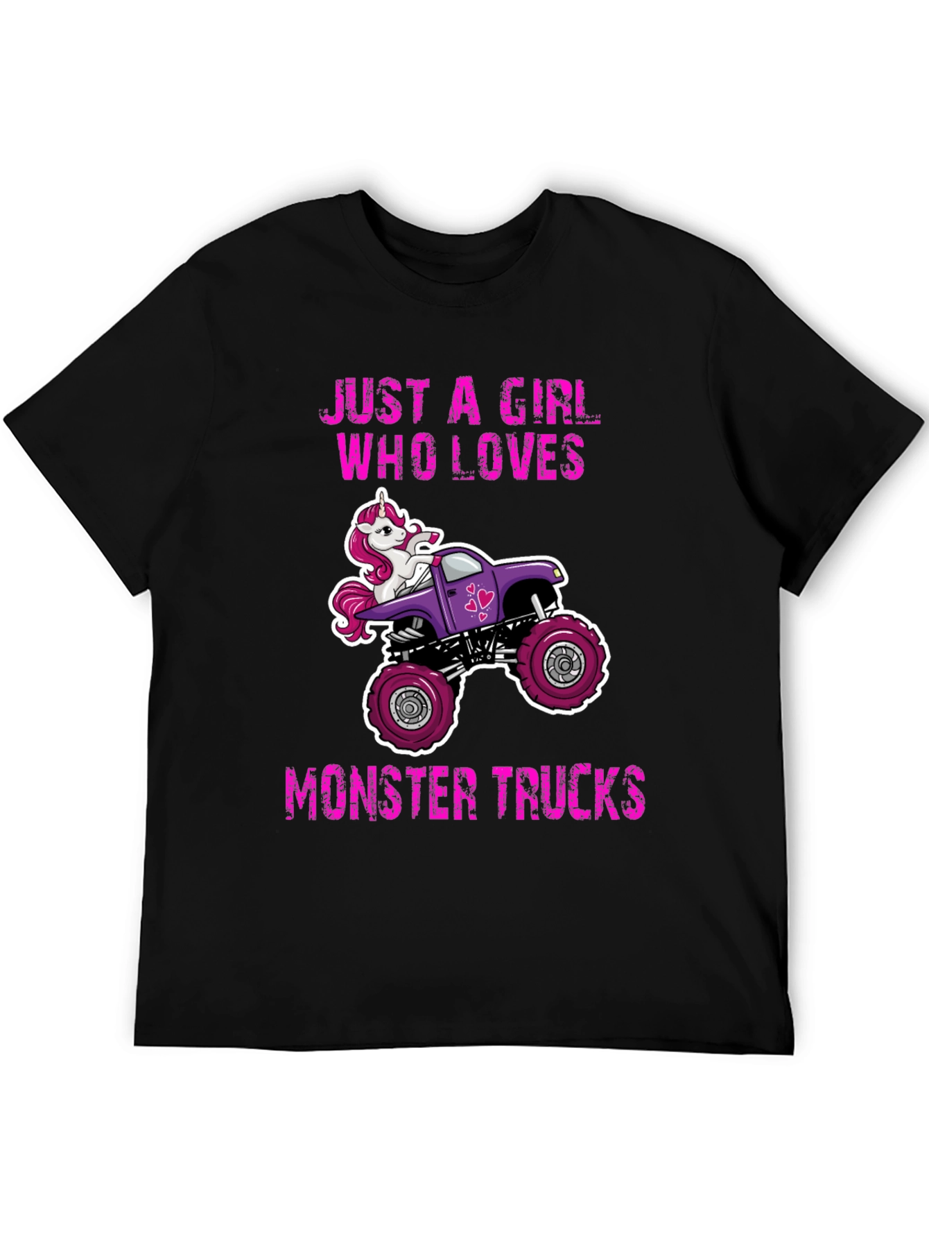 Black Unicorn Monster Truck Graphic Tee - Just a Girl Who Loves Trucks view 5