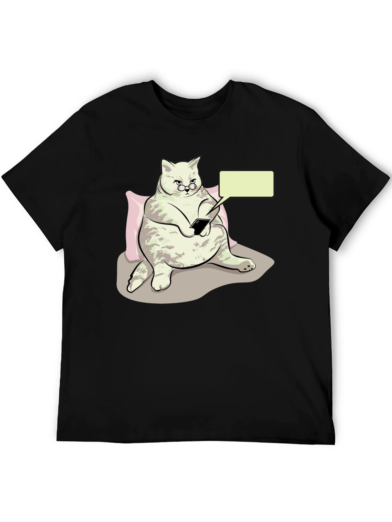 Black Funny Cat T-Shirt - Tech Savvy Feline view 5