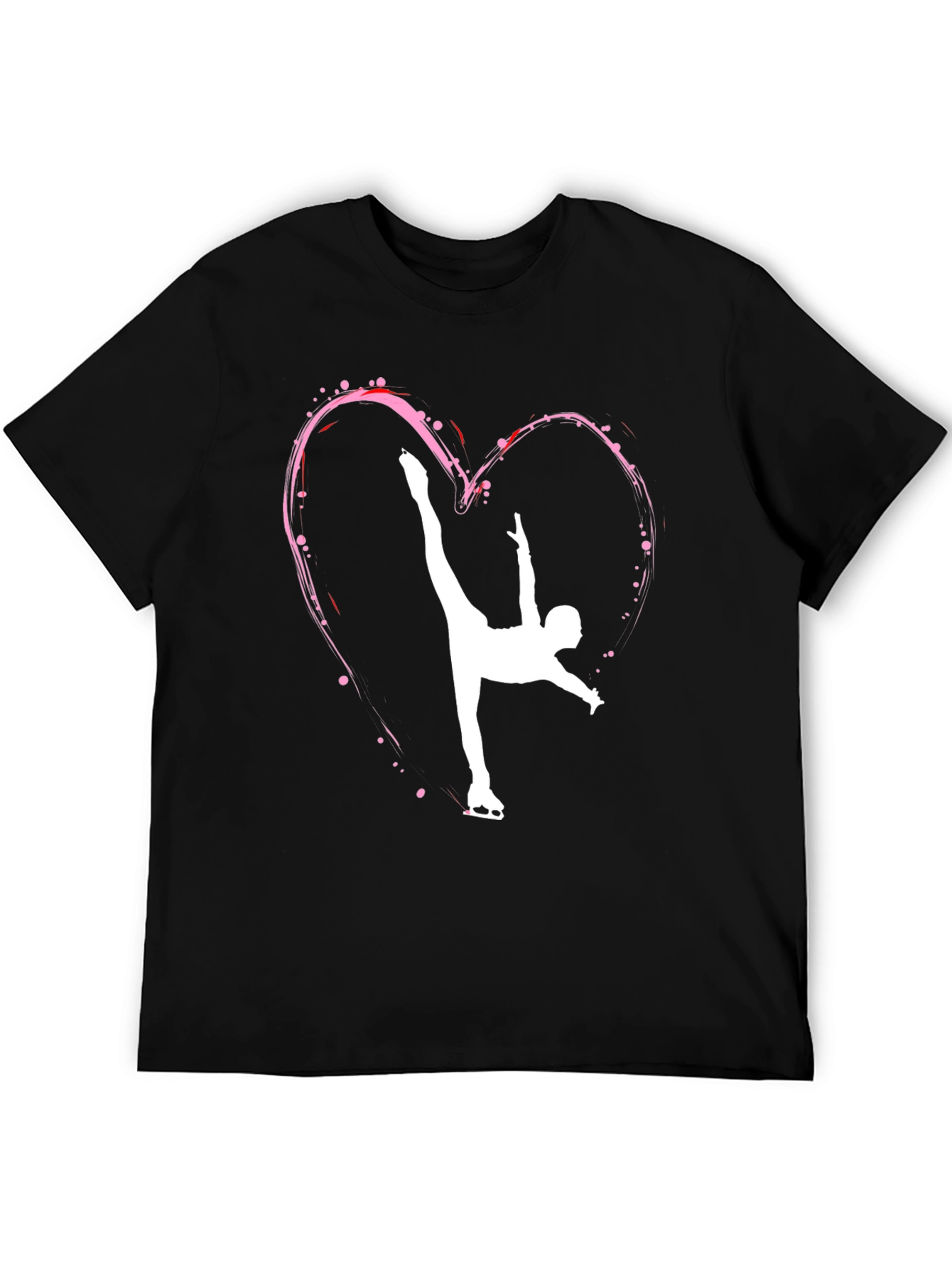Black Figure Skating Heart T-Shirt view 5