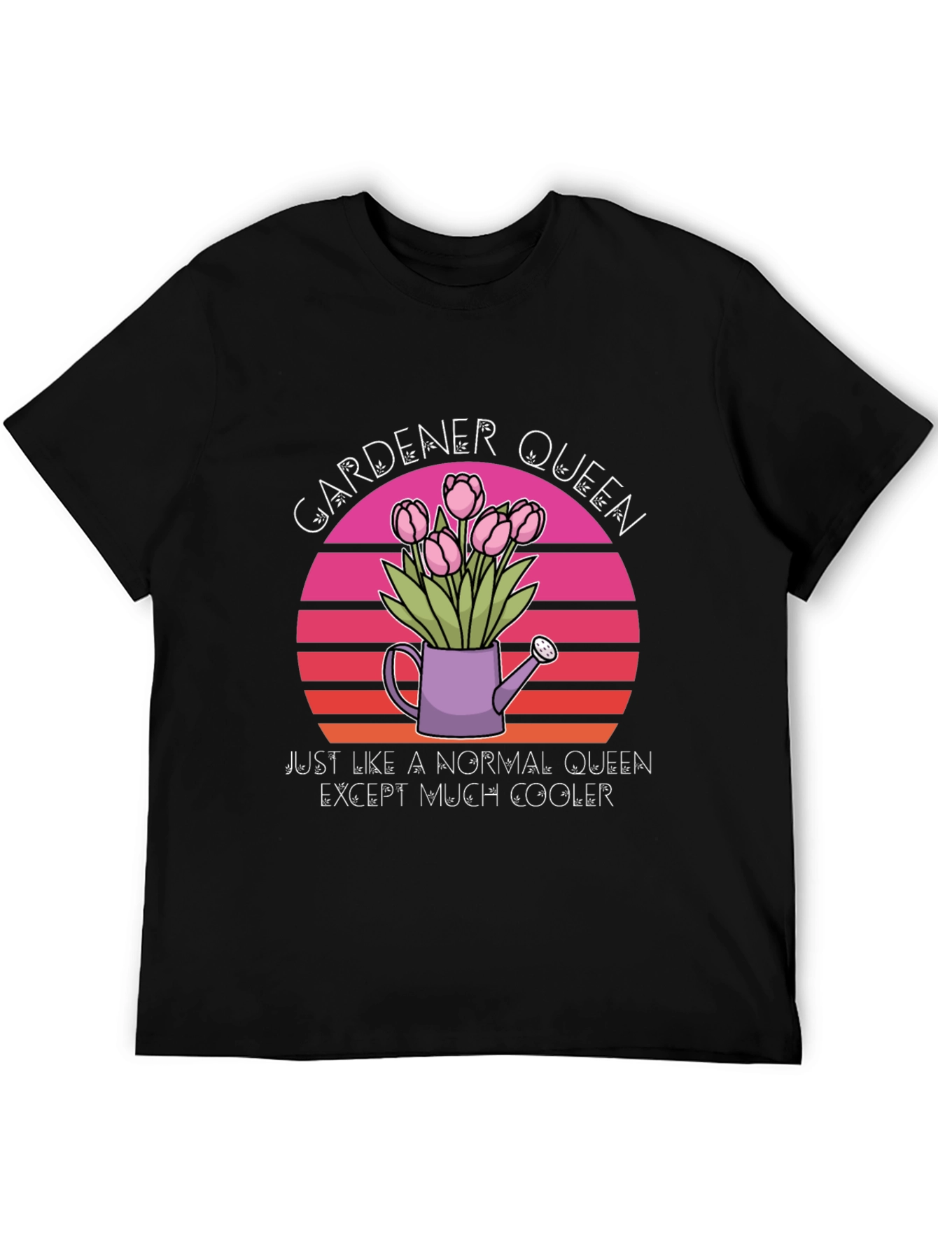 Black Gardener Queen T-Shirt - Cool Floral Design view 5