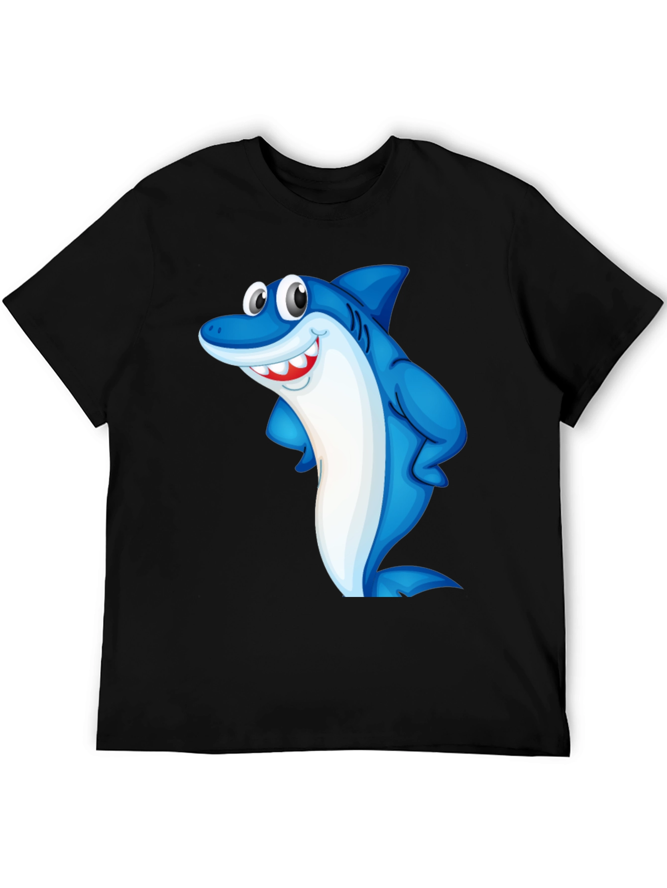 Black Funny Shark Graphic Tee - Black Cotton Blend T-Shirt view 5