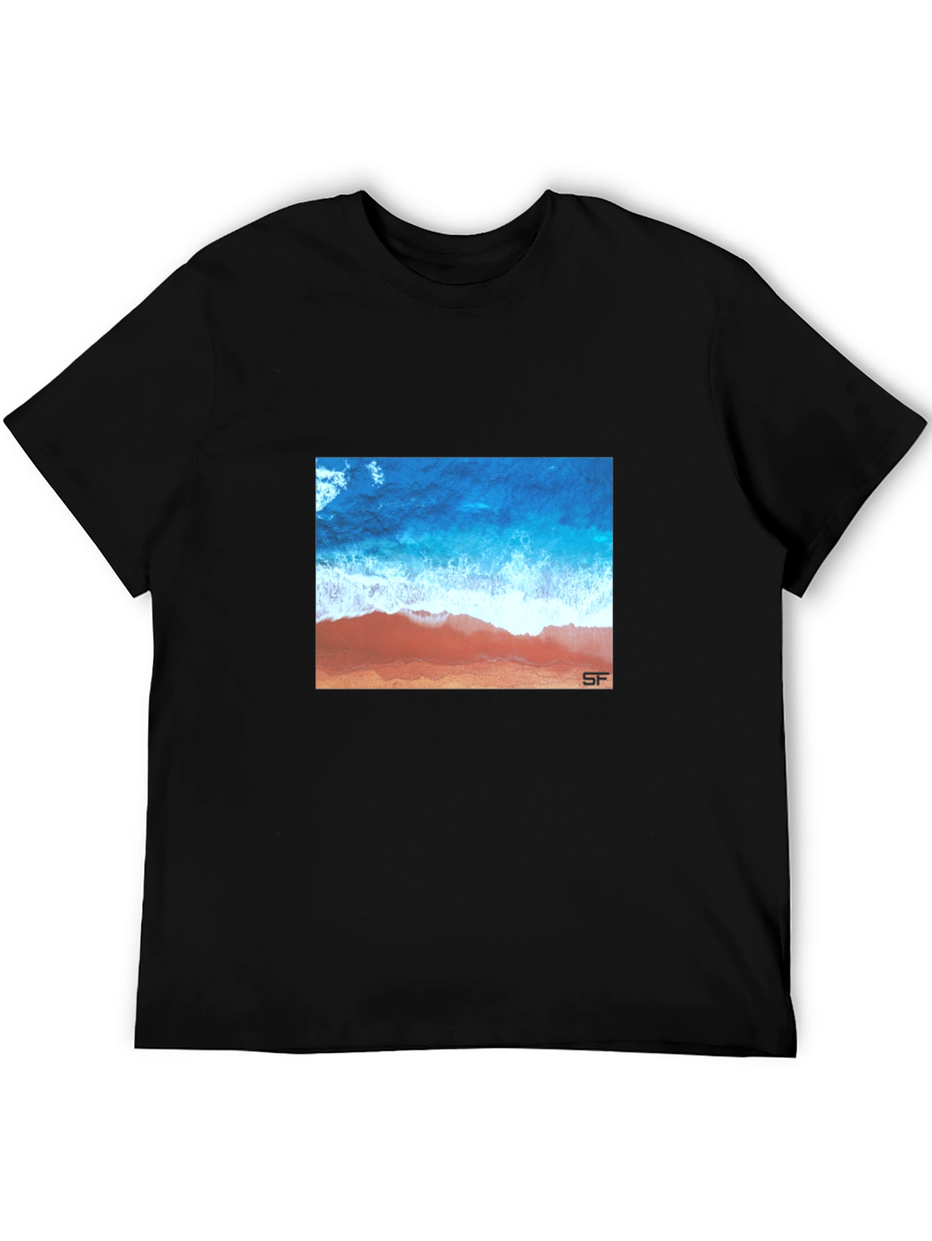 Black Ocean View Graphic Tee - Stylish Black T-Shirt view 5