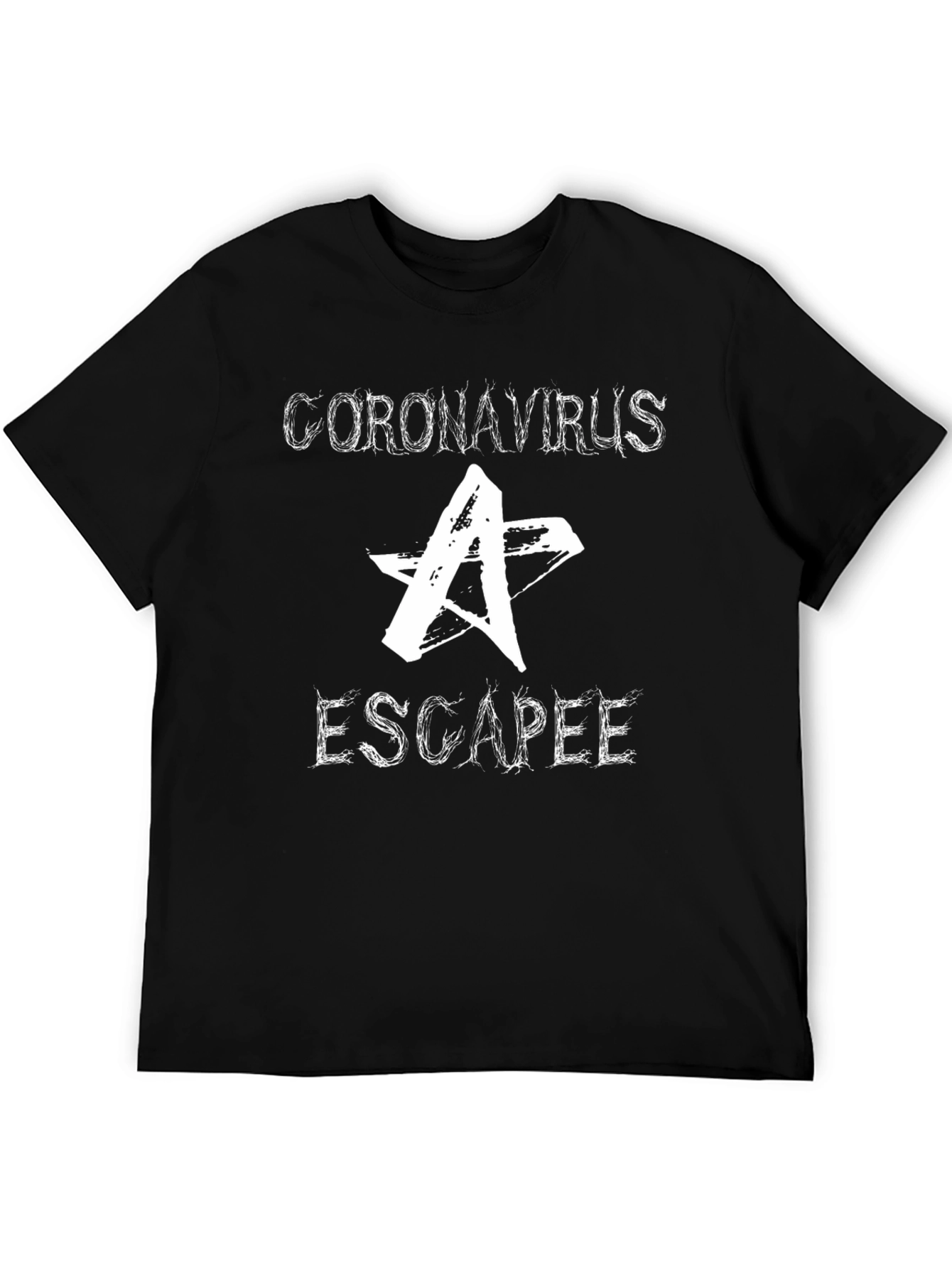 Black Coronavirus Escapee Graphic T-Shirt - Black Cotton Tee view 5