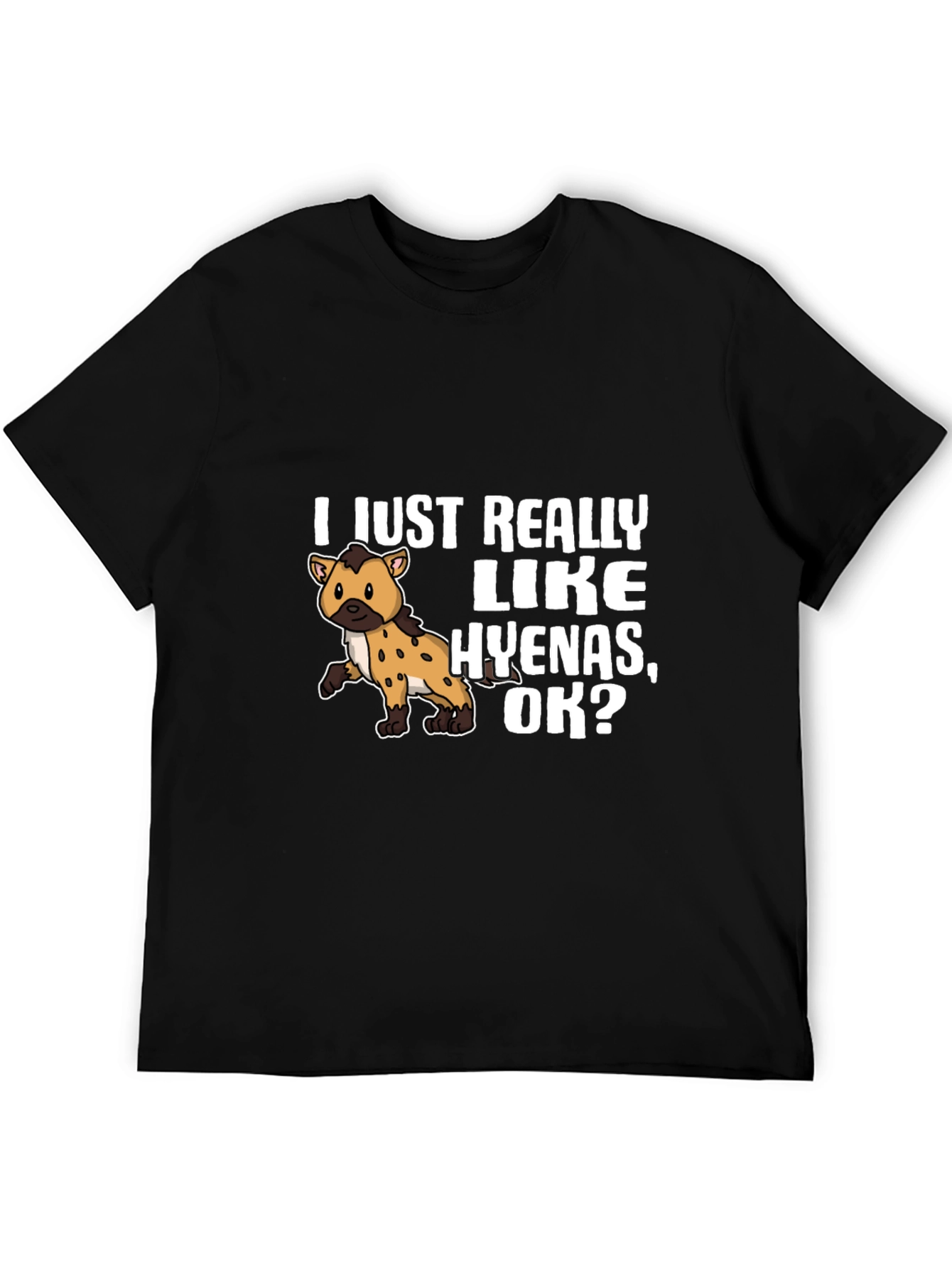 Black Hyena Lover Graphic Tee - I Just Really Like Hyenas T-Shirt view 5