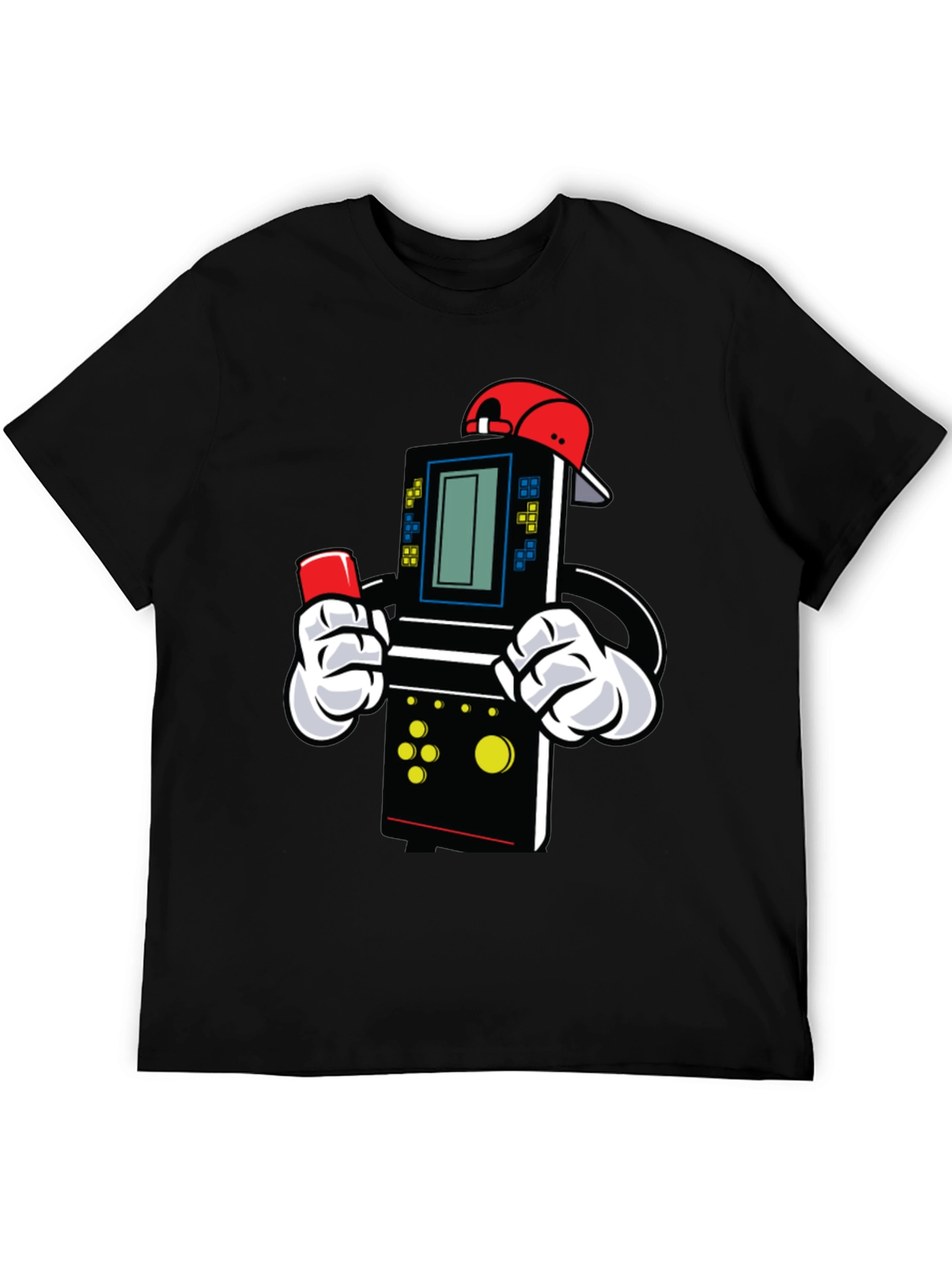 Black Retro Game Character T-Shirt view 5