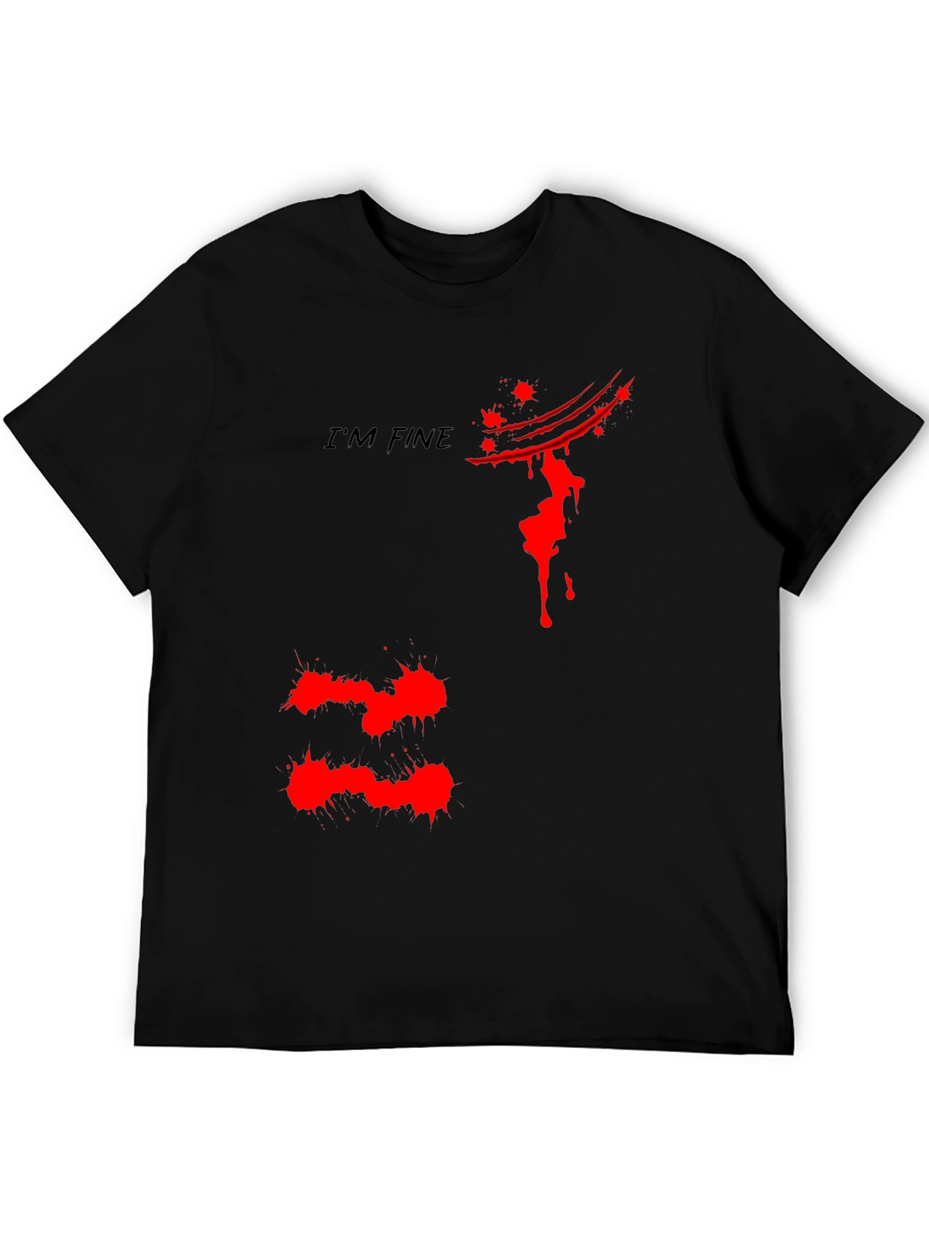 Black I'm Fine Graphic Tee - Black Cotton T-Shirt view 5