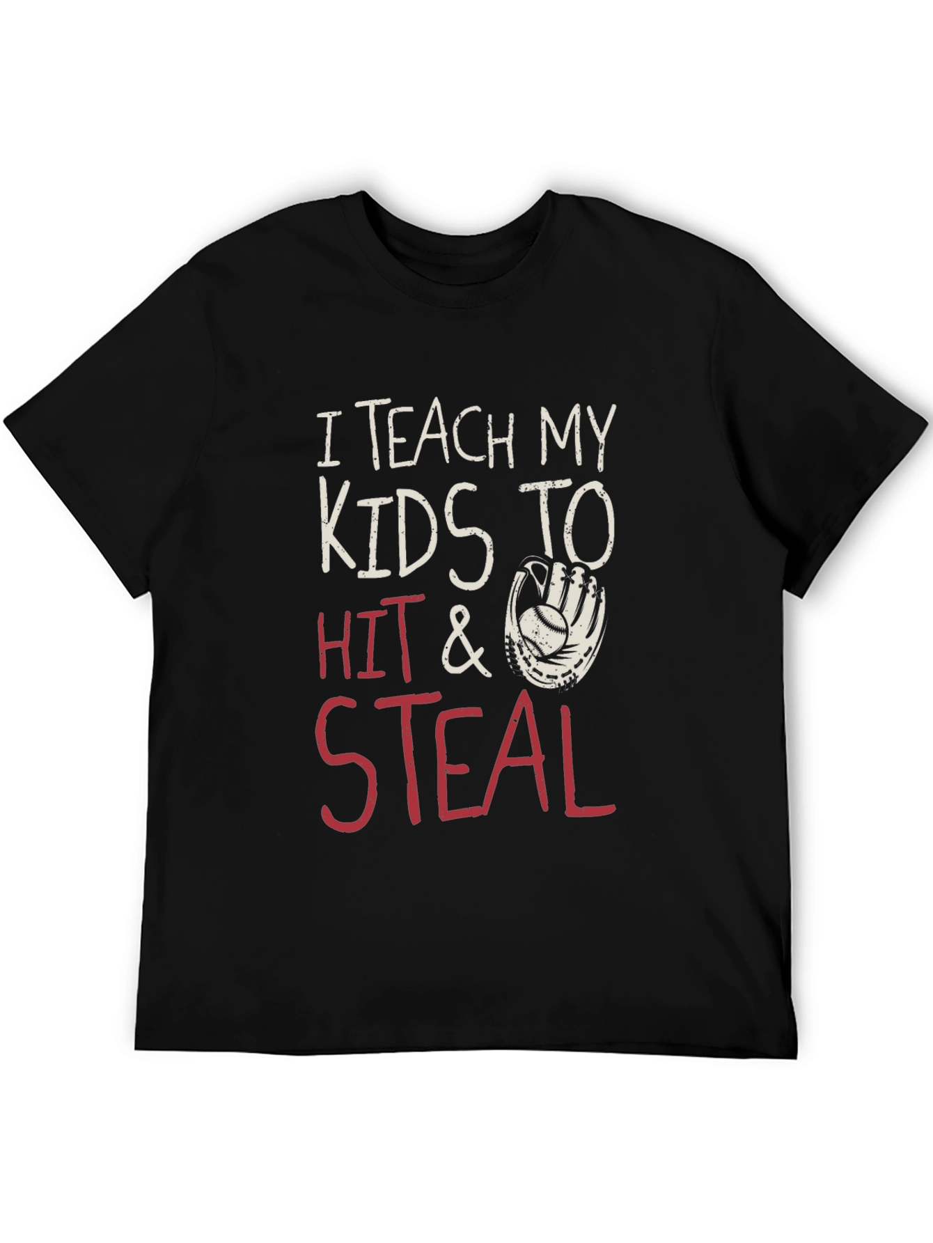 Black I Teach My Kids to Hit & Steal Baseball Graphic Tee view 5