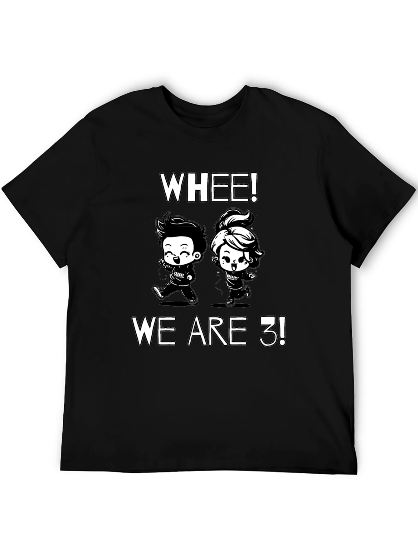 Black Whee! We Are 3! Cartoon T-Shirt view 5