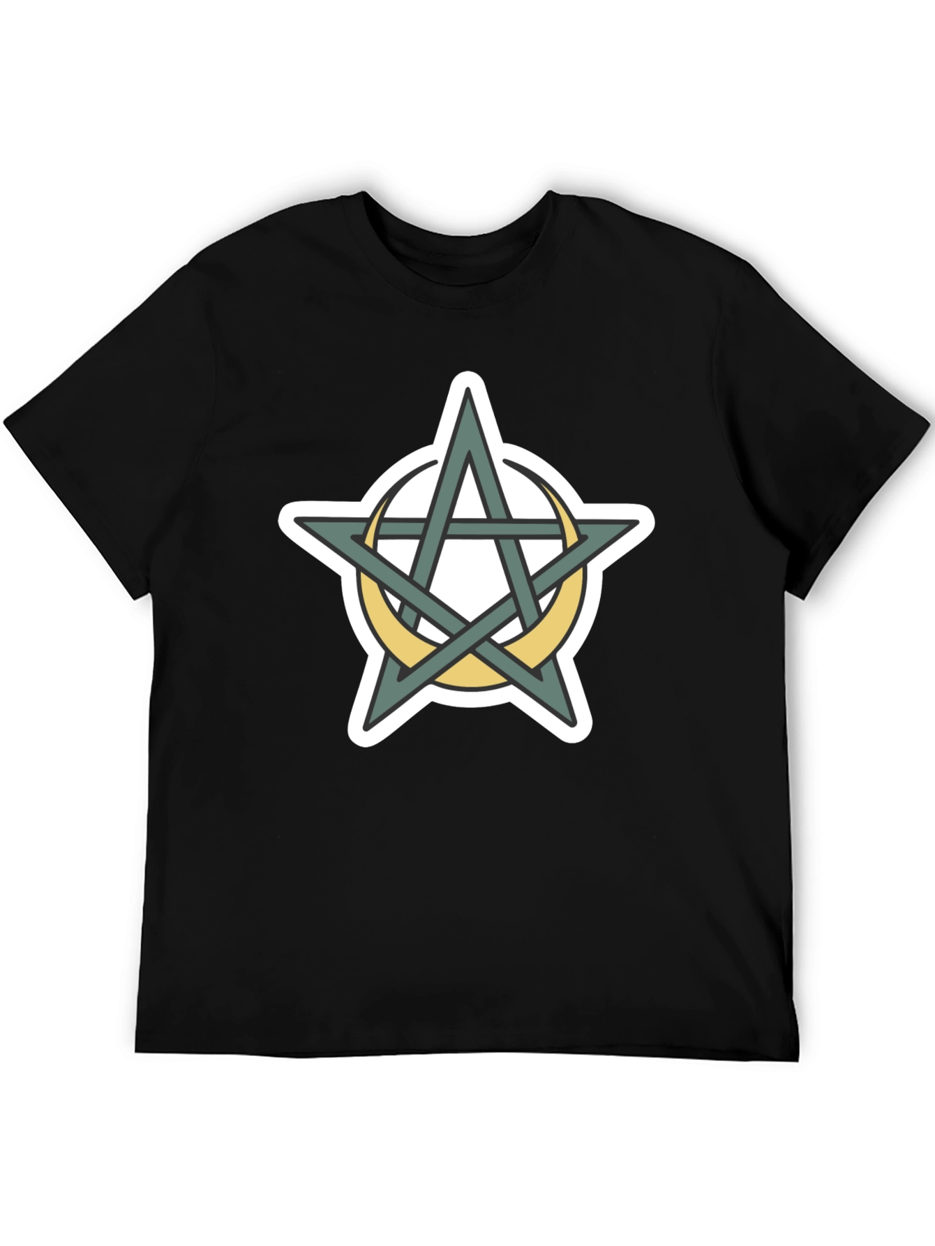Black Occult Pentagram Moon T-Shirt - Black view 5