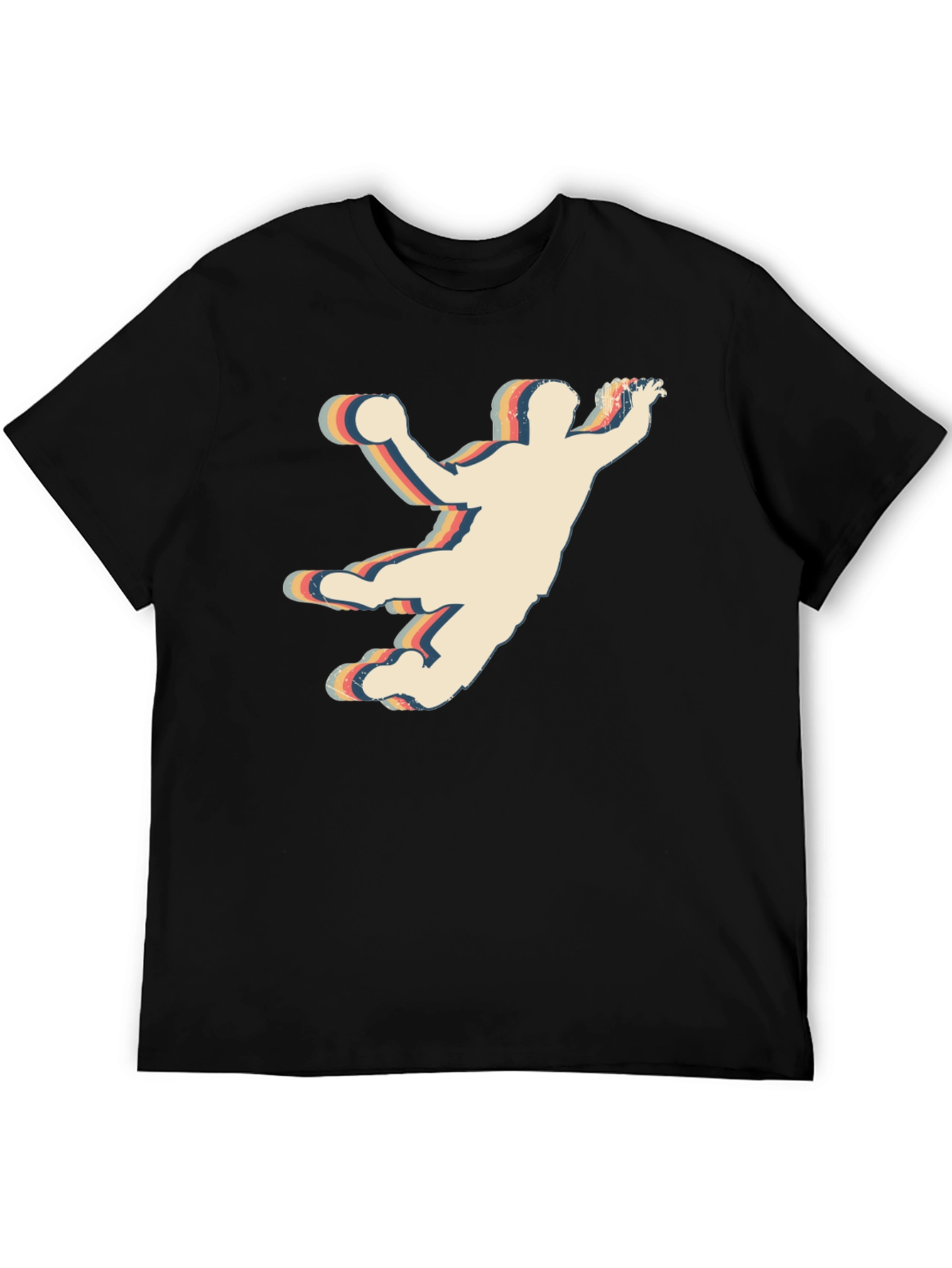 Black Retro Handball Player Graphic T-Shirt view 5