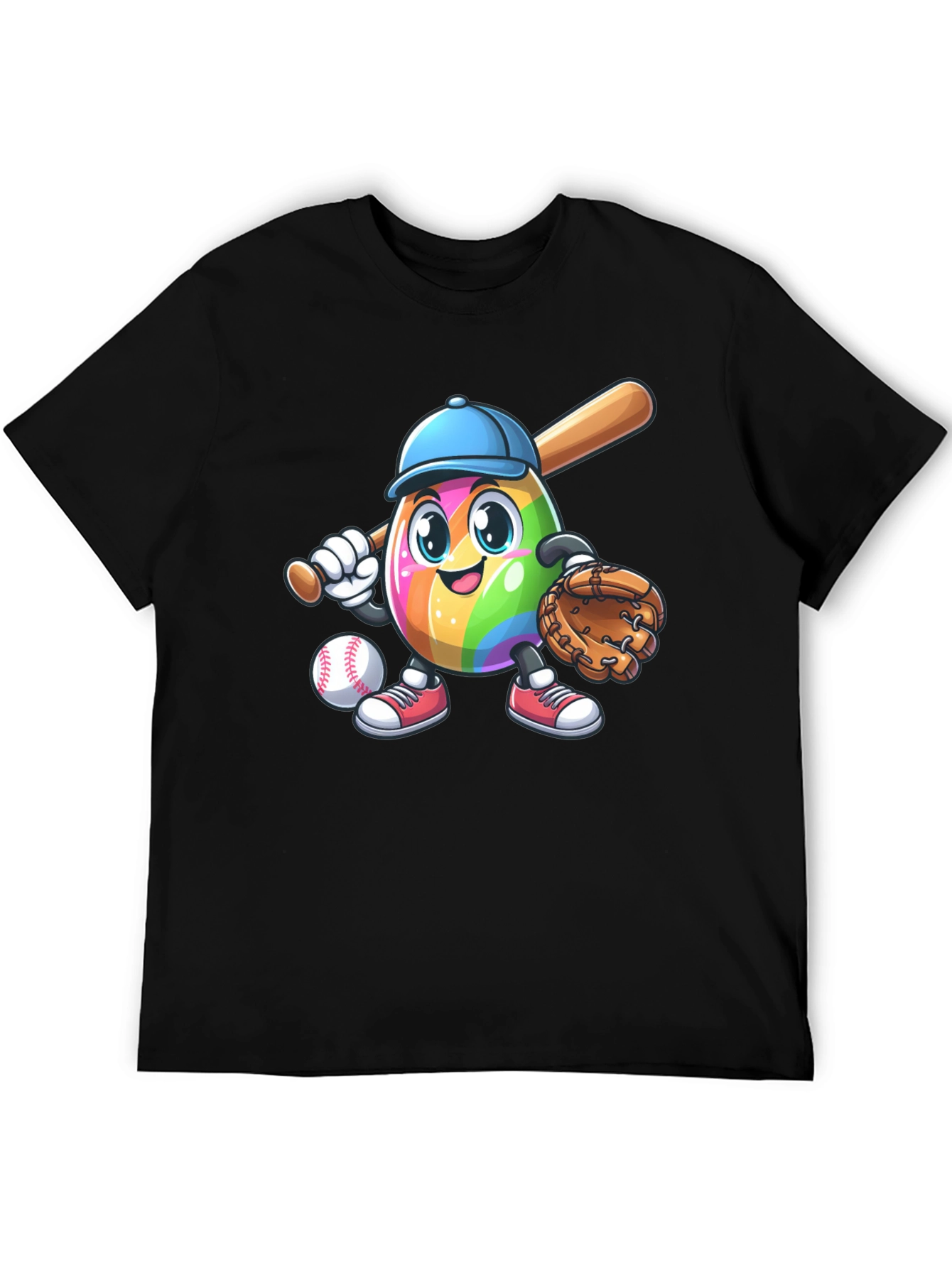Black Rainbow Baseball Egg T-Shirt view 5