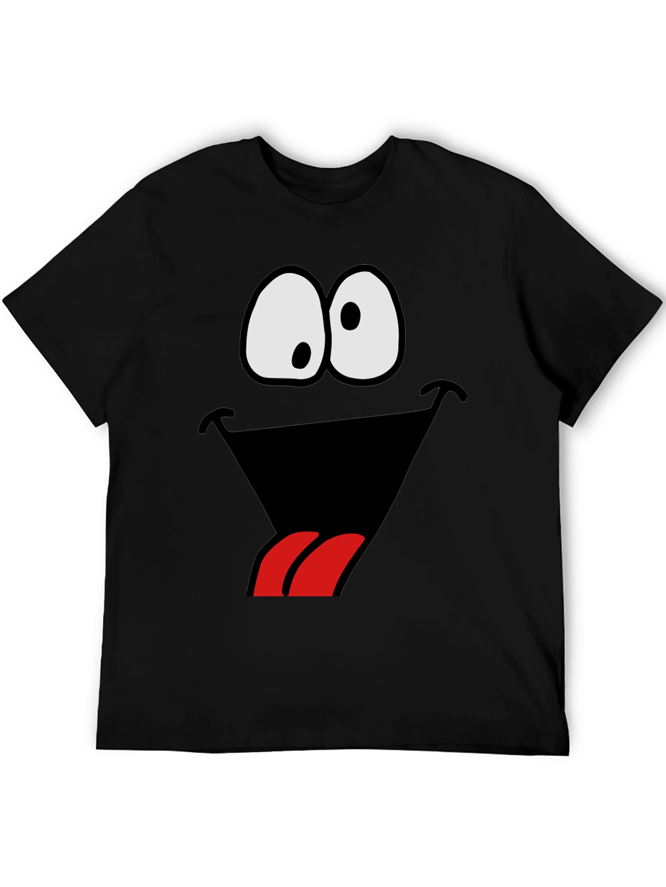 Black Funny Goofy Face Graphic Tee - Black view 5