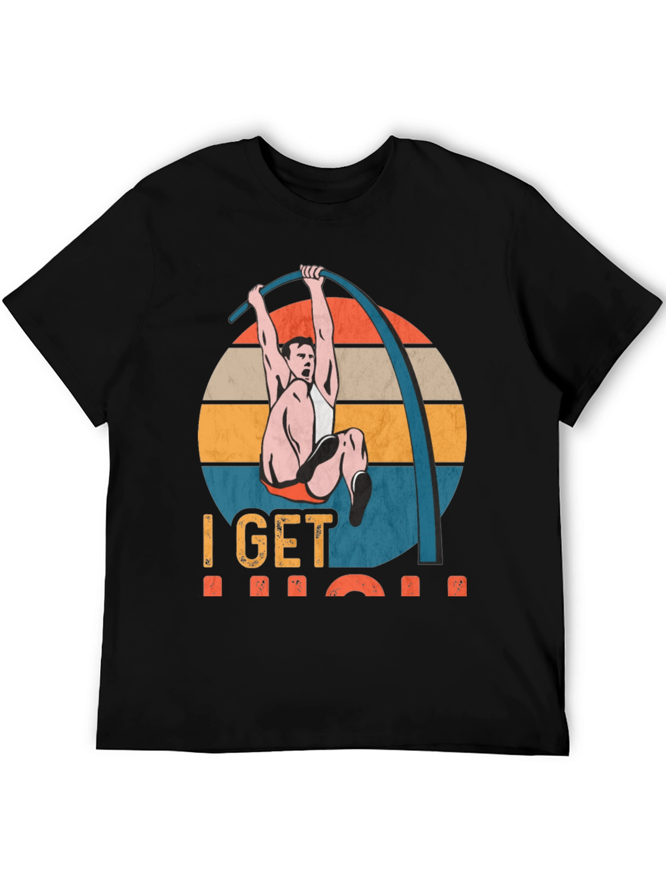 Black I Get High Pole Vault T-Shirt view 5