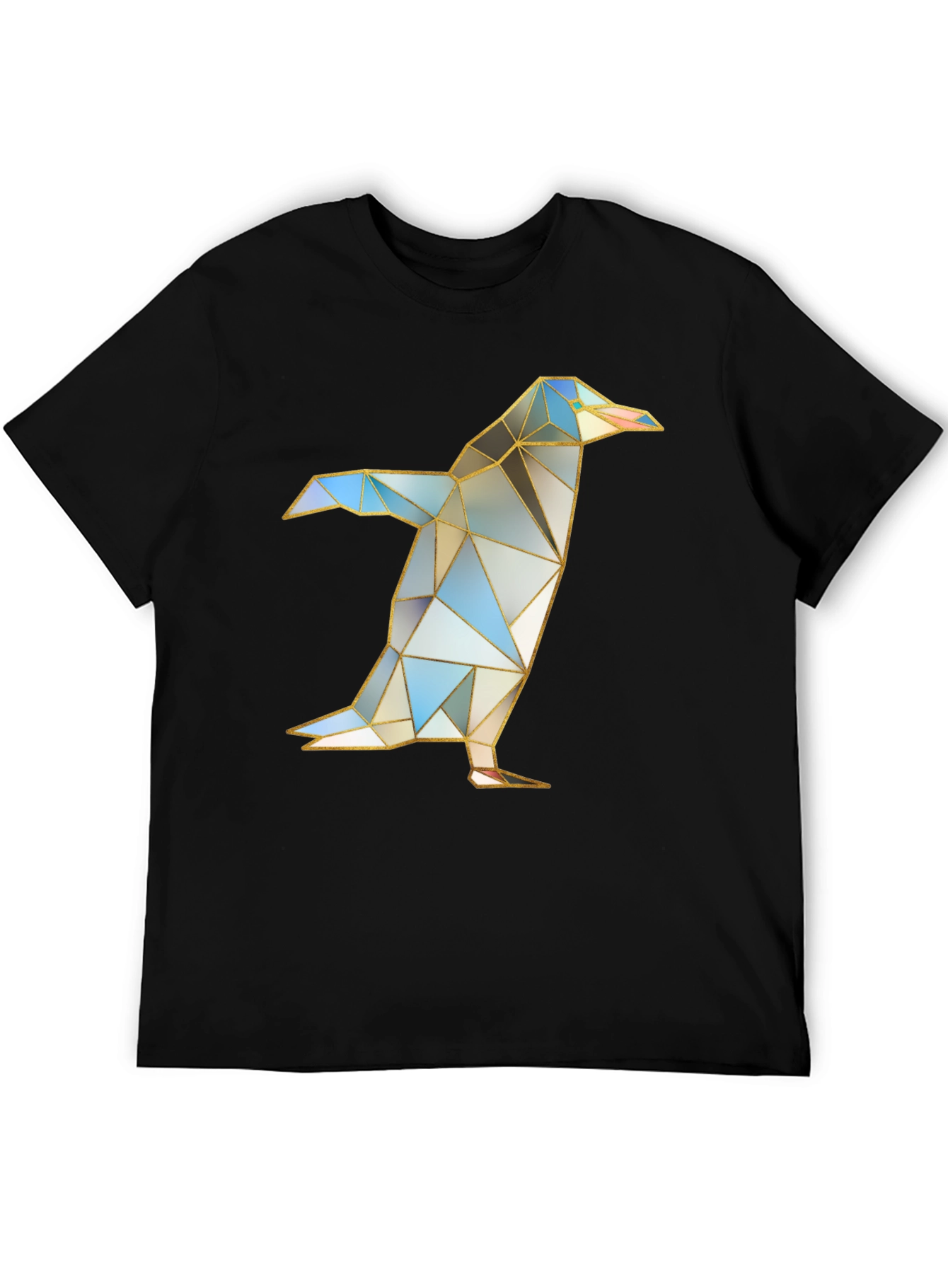 Black Geometric Penguin Graphic T-Shirt - Modern Art Design view 5