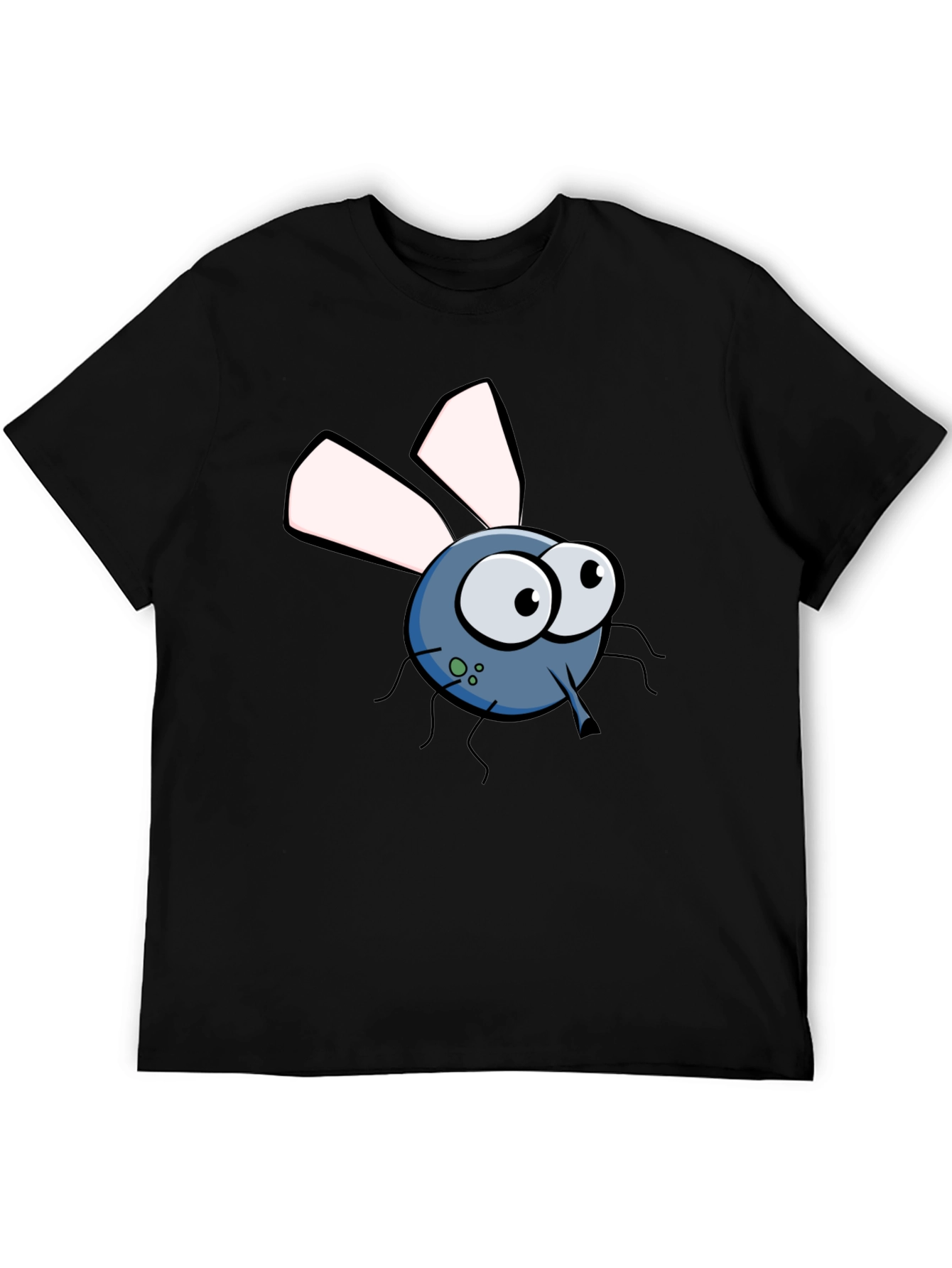 Black Funny Cartoon Fly Graphic T-Shirt view 5