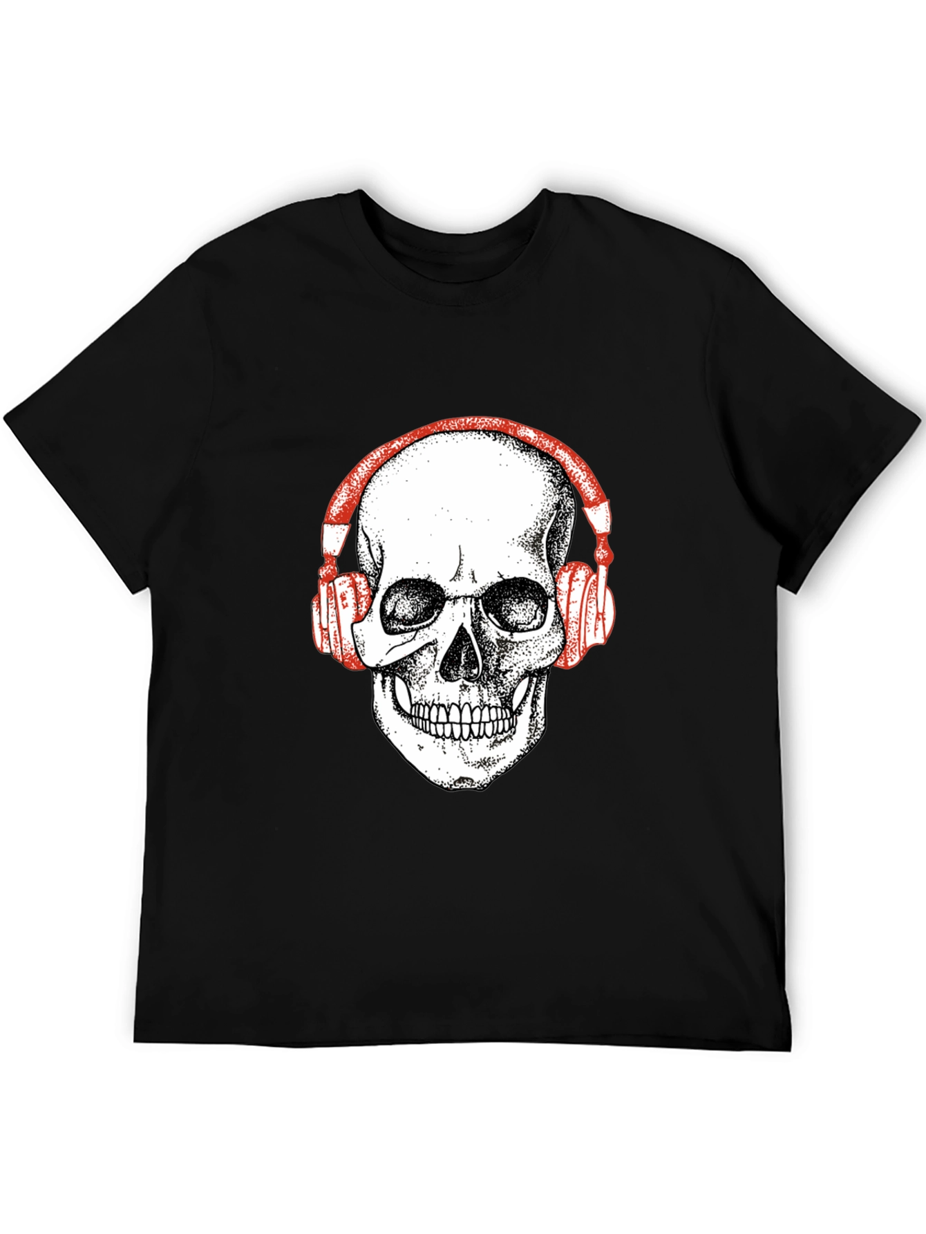 Black Skull Headphones Graphic Tee - Black view 5