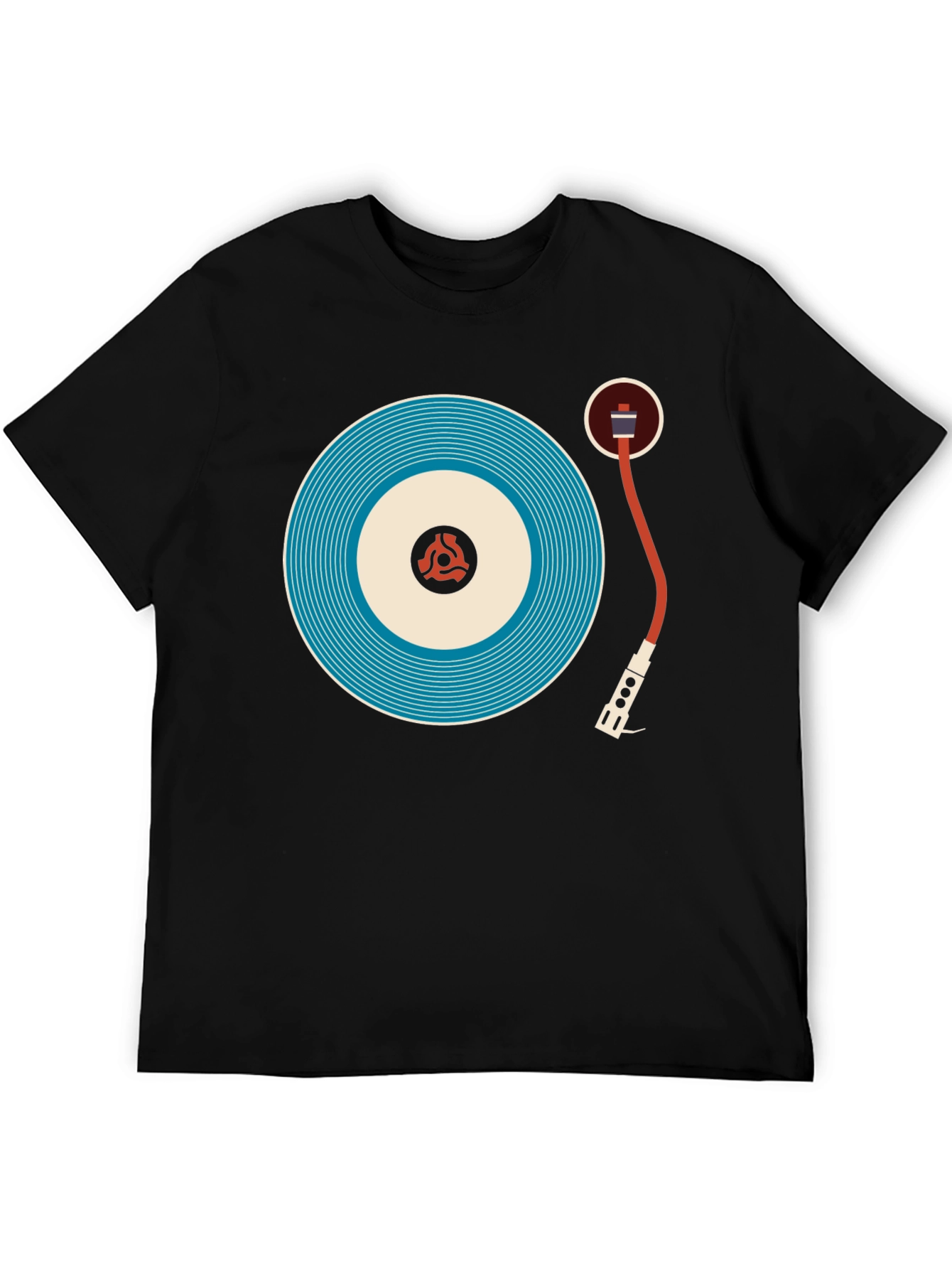 Black Retro Turntable Graphic Tee - Cool Music Lover Shirt view 5