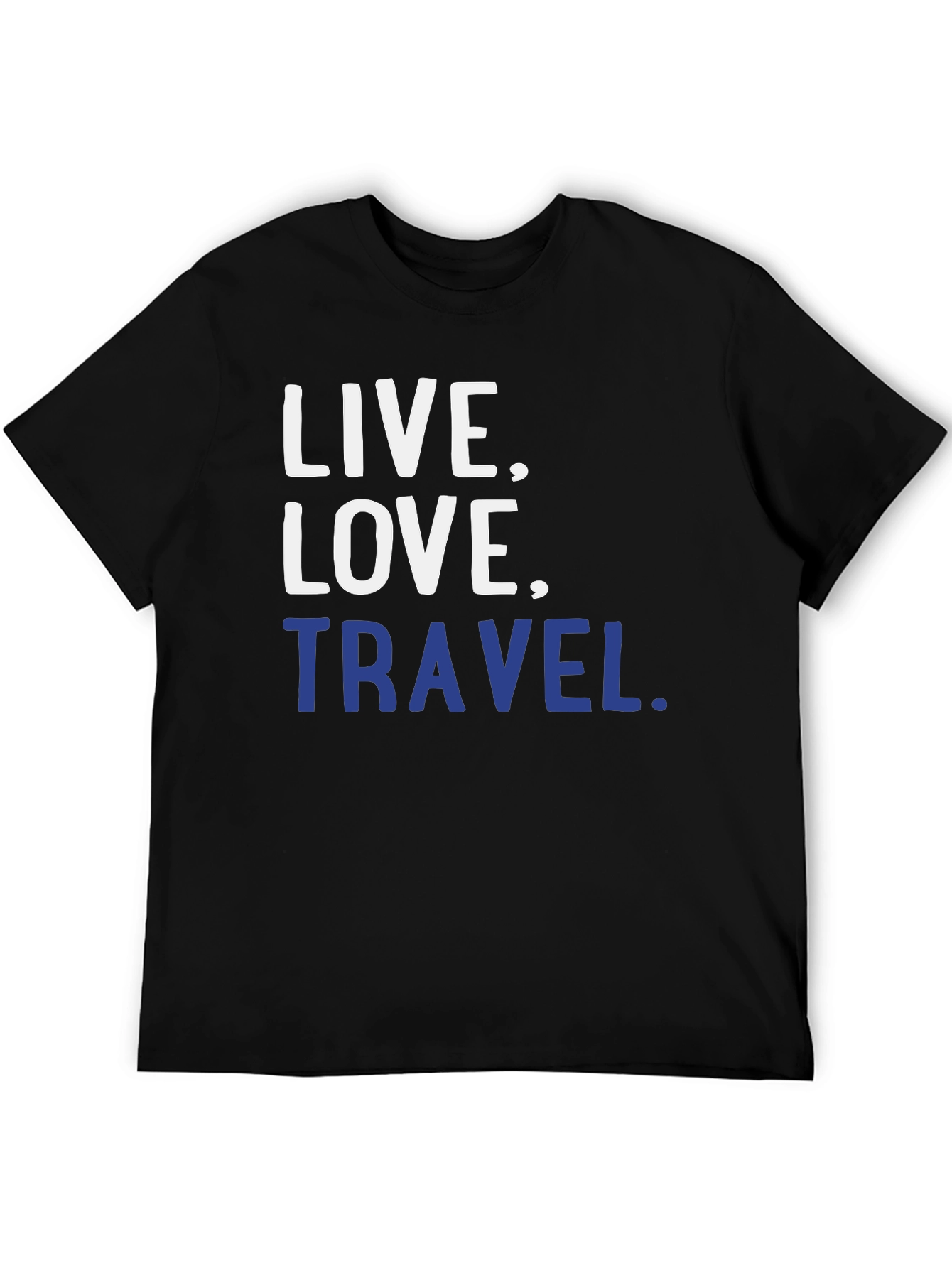 Black Live, Love, Travel Black Graphic T-Shirt view 5