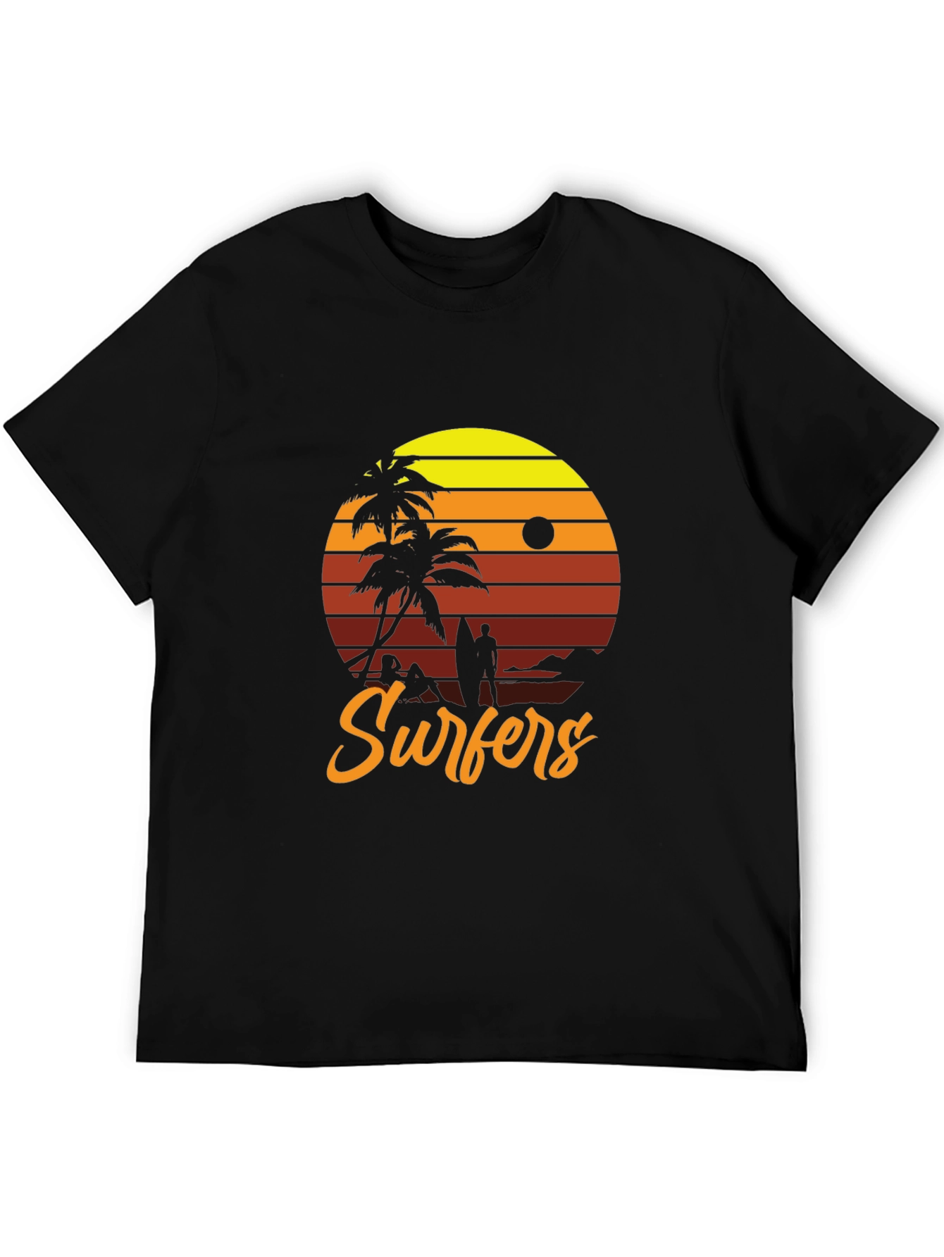 Black Retro Surfers Sunset T-Shirt view 5