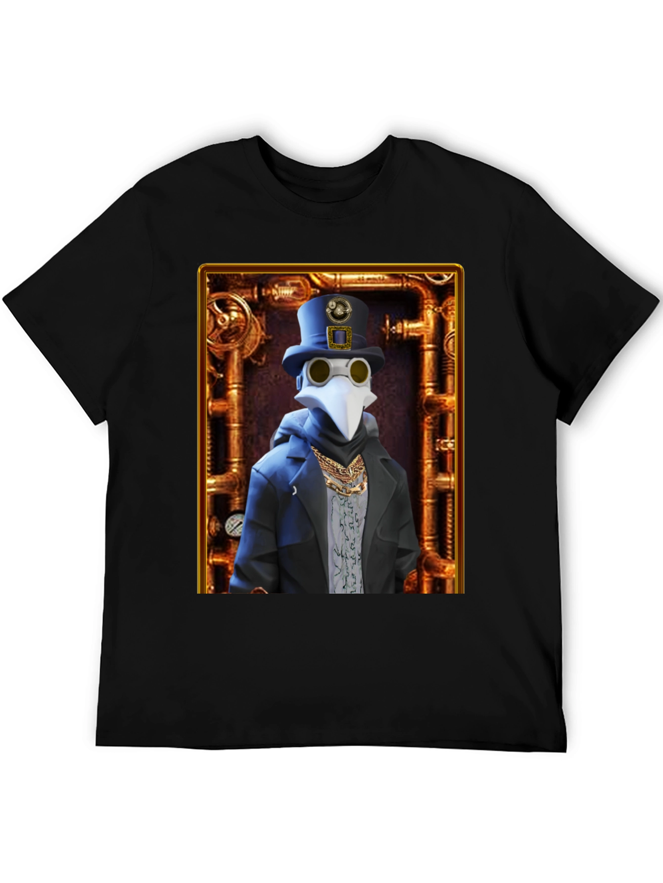 Black Steampunk Plague Doctor Graphic T-Shirt - Unique Design view 5