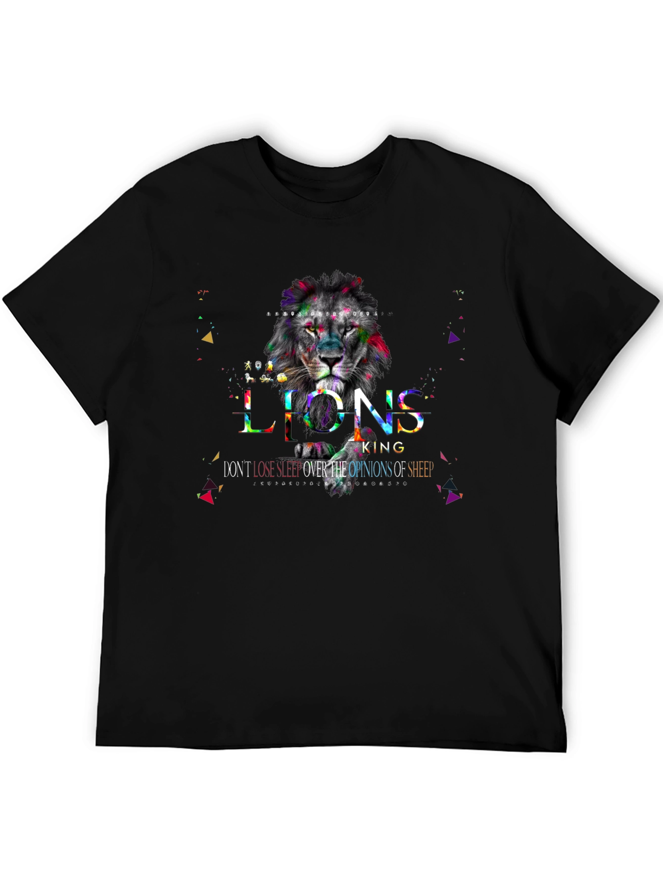 Black Lion King Graphic Print Black T-Shirt view 5