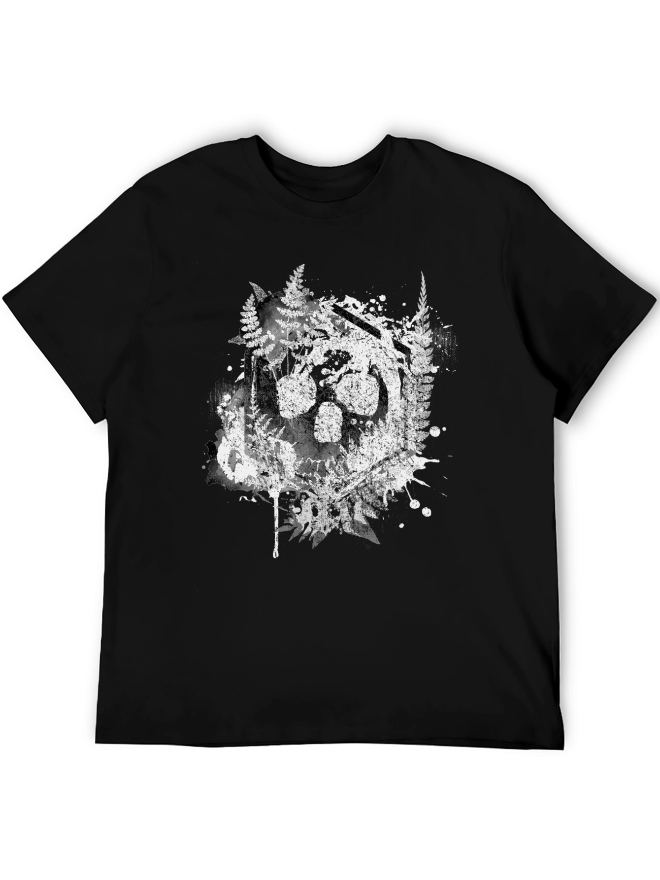 Black Nature Wolf Paw Print Graphic Tee - Black view 5