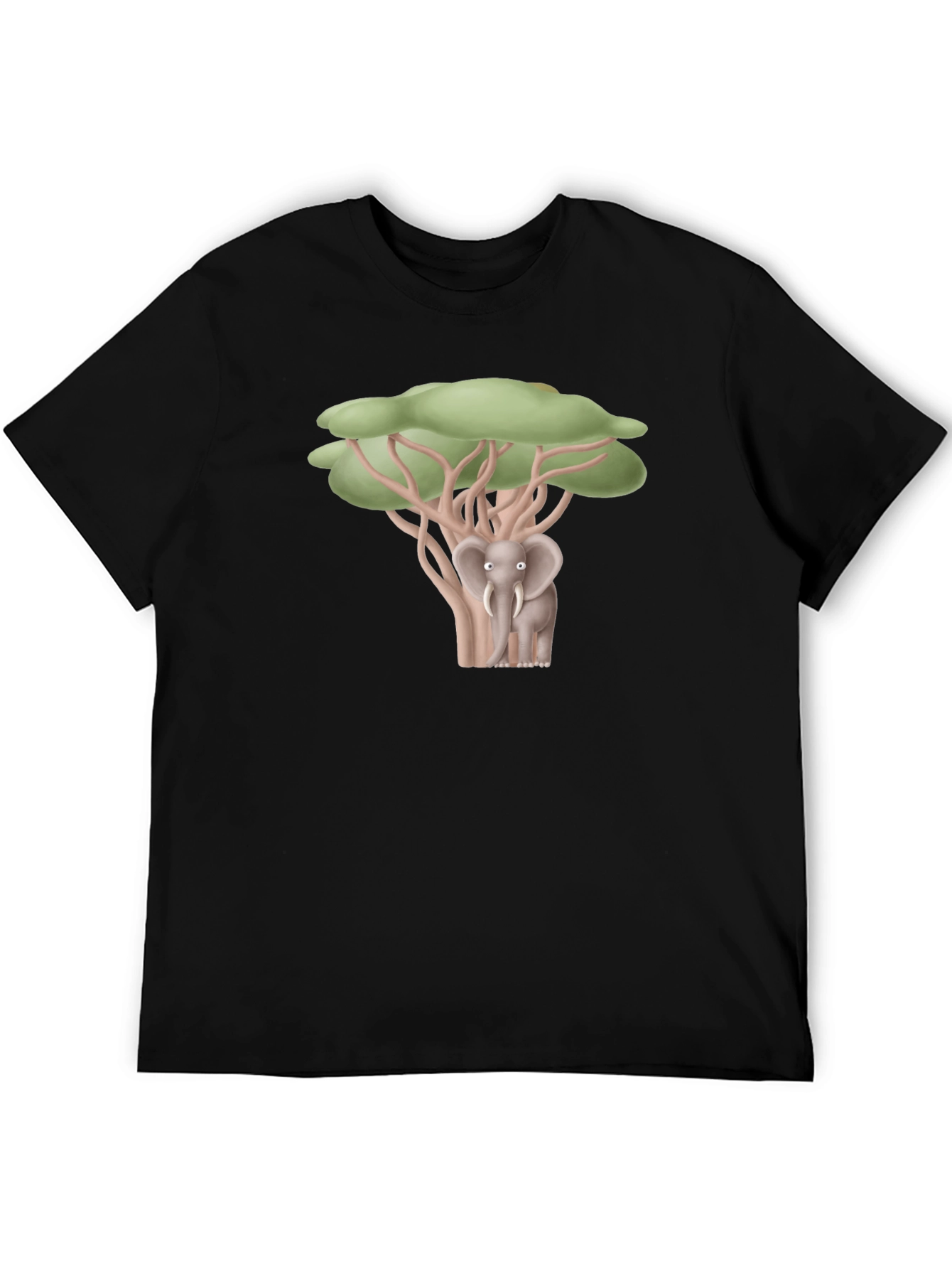 Black Elephant Under Tree Graphic T-Shirt view 5
