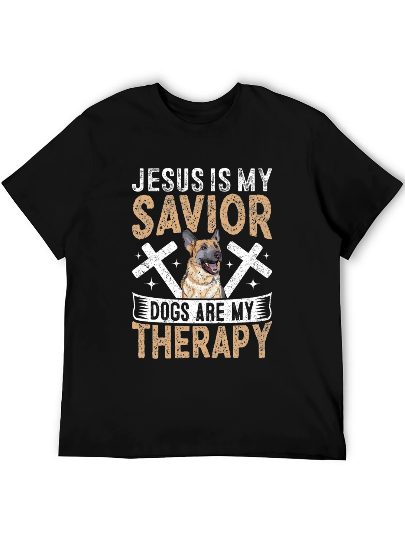 Jesus is My Savior, Dogs Are My Therapy T-Shirt - 5