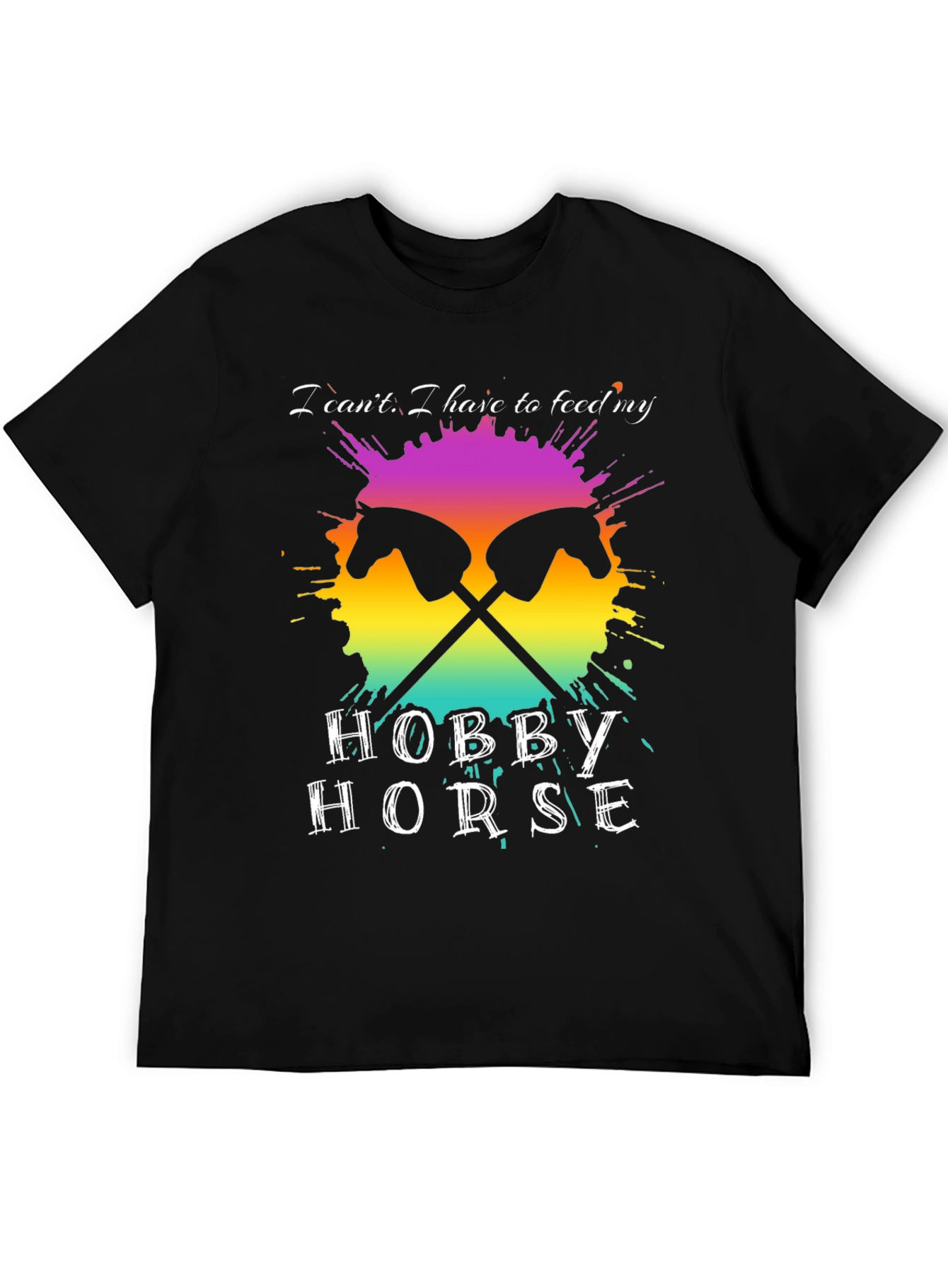 Black Hobby Horse Graphic Tee - Novelty Shirt for Horse Lovers view 5