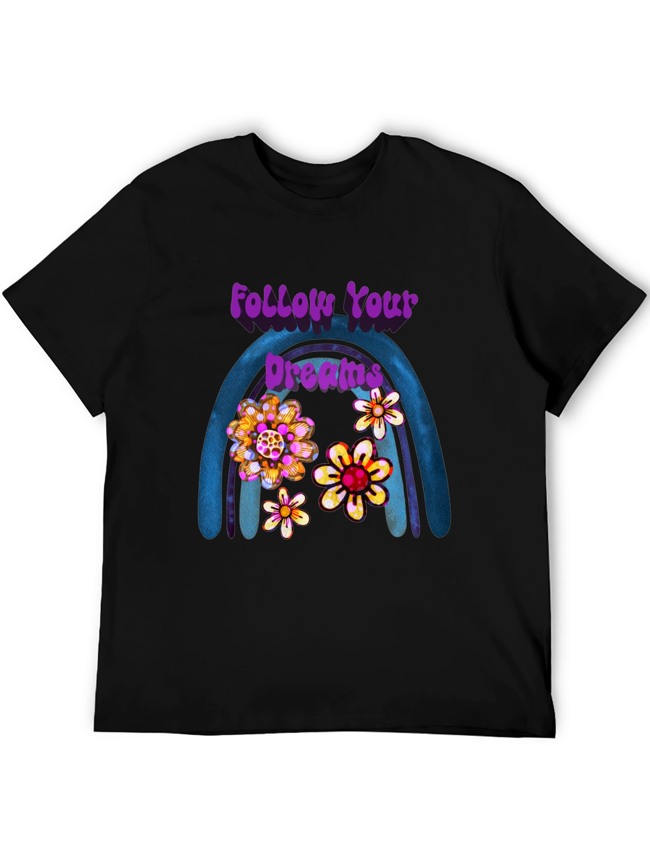 Black Follow Your Dreams Floral Rainbow Tee view 5