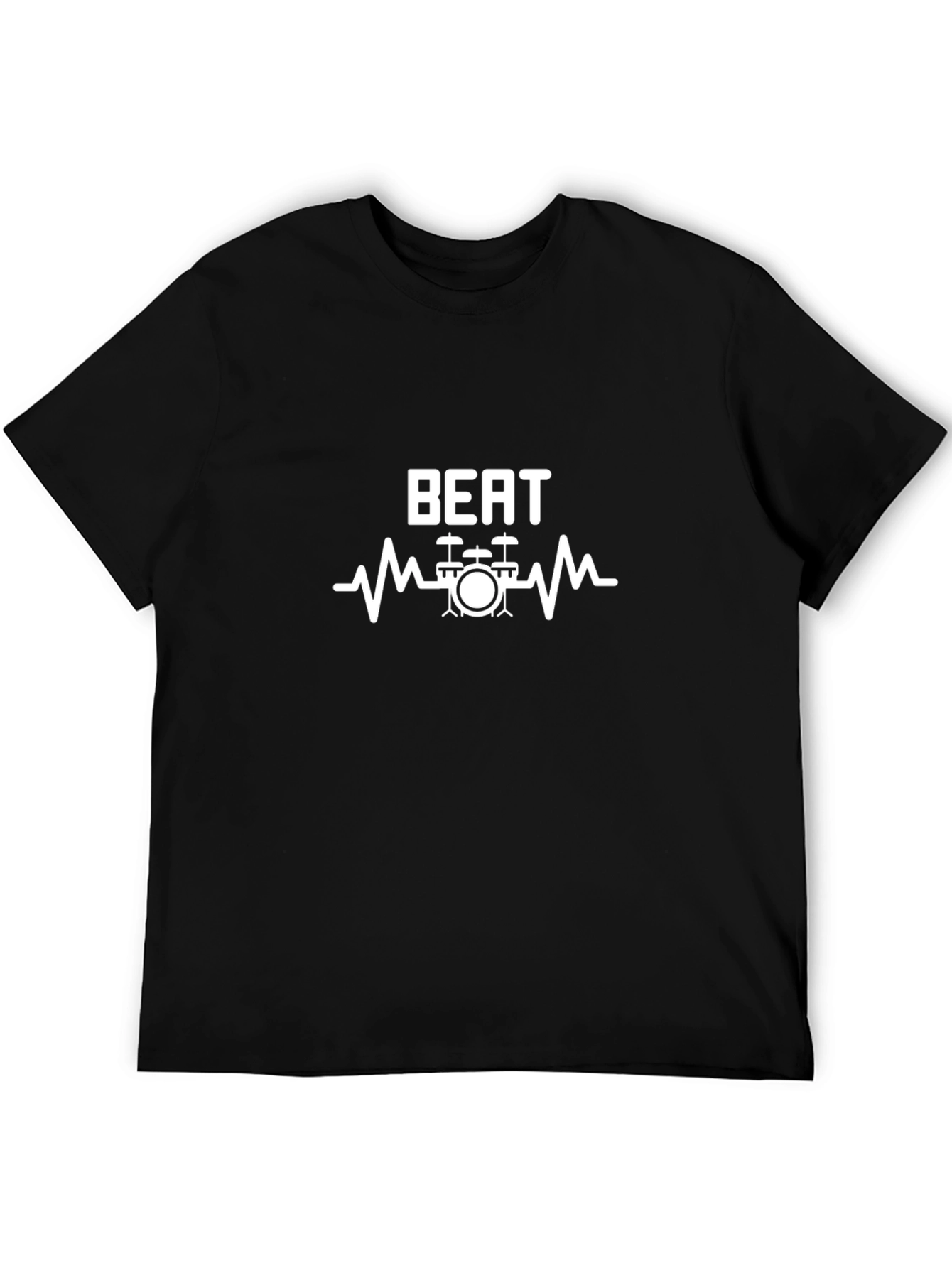 Black Beat Drum Heartbeat Graphic Tee view 5