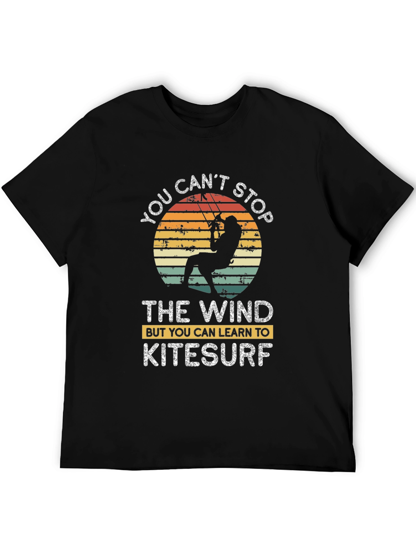 Black Kitesurf T-Shirt - You Can't Stop The Wind - Unisex view 5