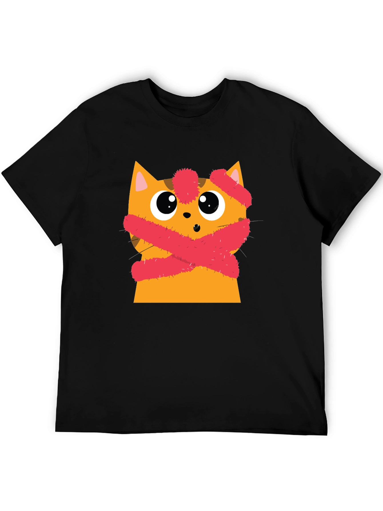 Black Cute Cat with Crossed Bandages Graphic Tee view 5