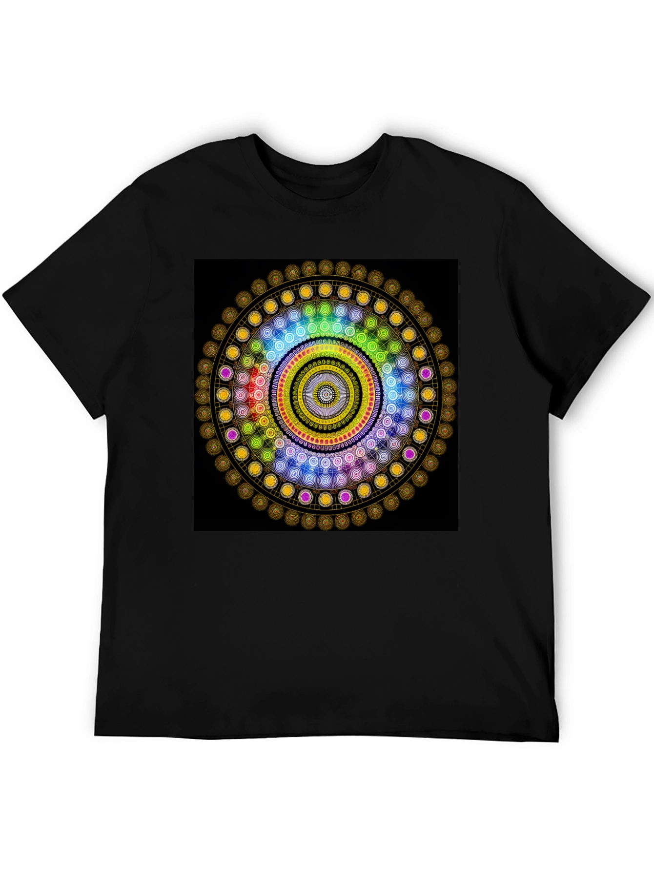 Black Geometric Mandala Graphic Black T-Shirt view 5