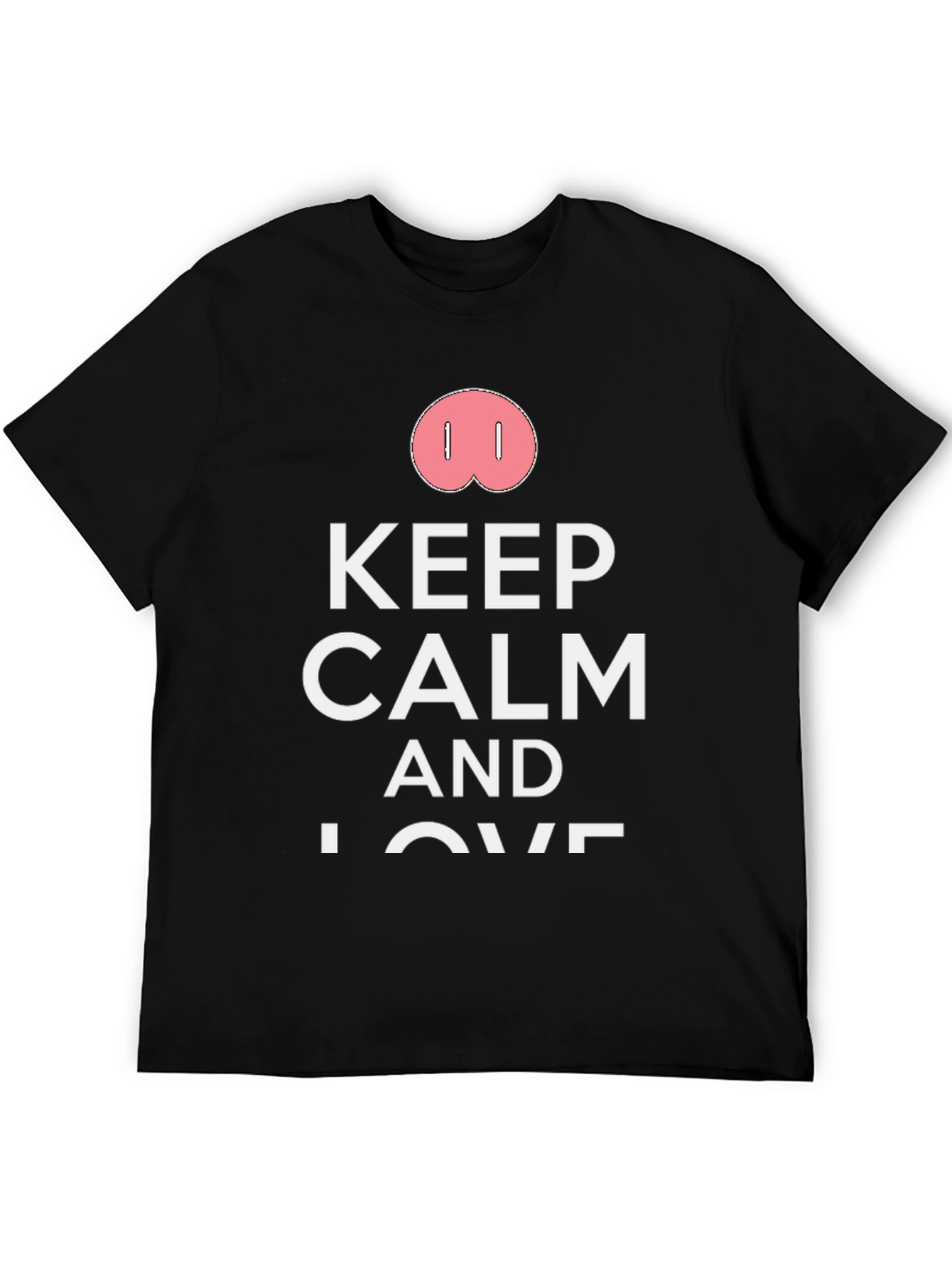Black Keep Calm Pig Snout Black T-Shirt view 5