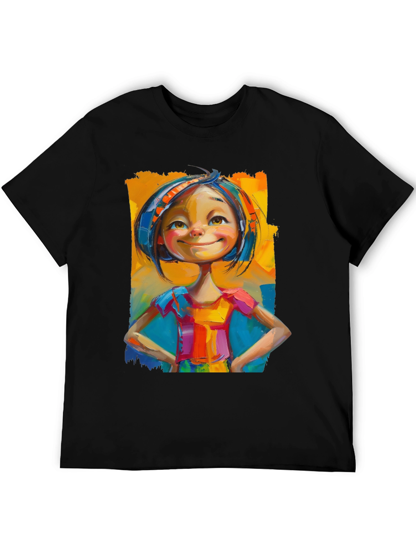 Black Whimsical Girl Art Black T-Shirt view 5