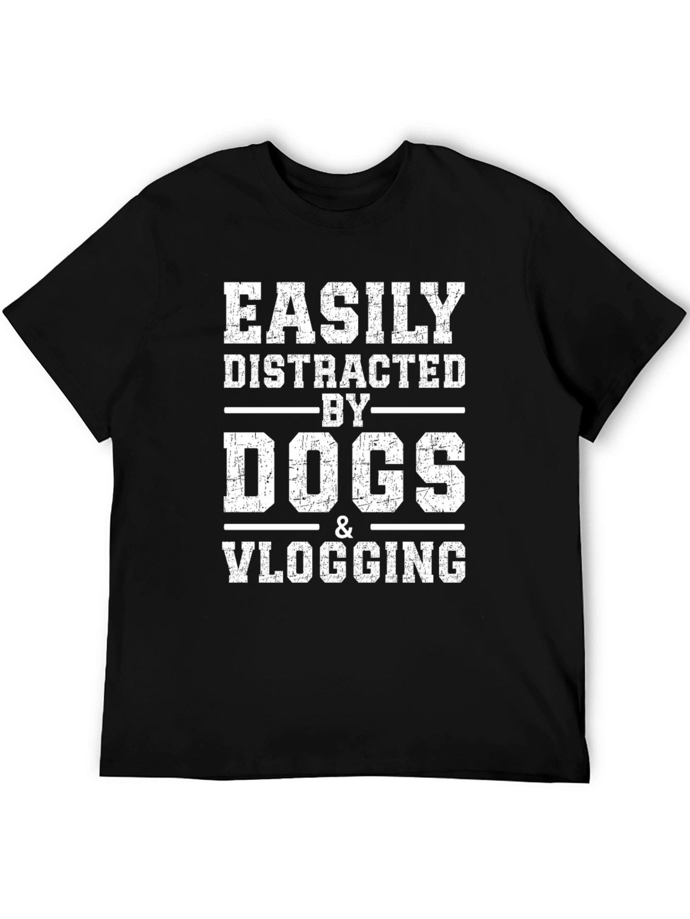 Black Easily Distracted By Dogs & Vlogging T-Shirt view 5