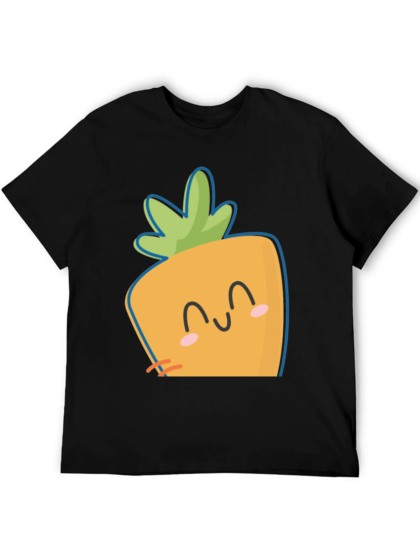 Black Cute Carrot Face Graphic Tee - Black Cotton Casual Shirt view 5