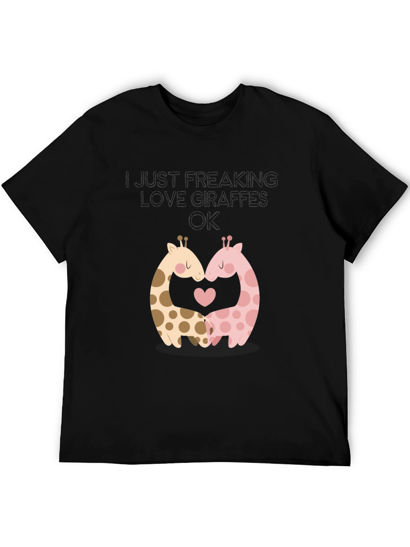 Black I Love Giraffes Graphic T-Shirt view 5